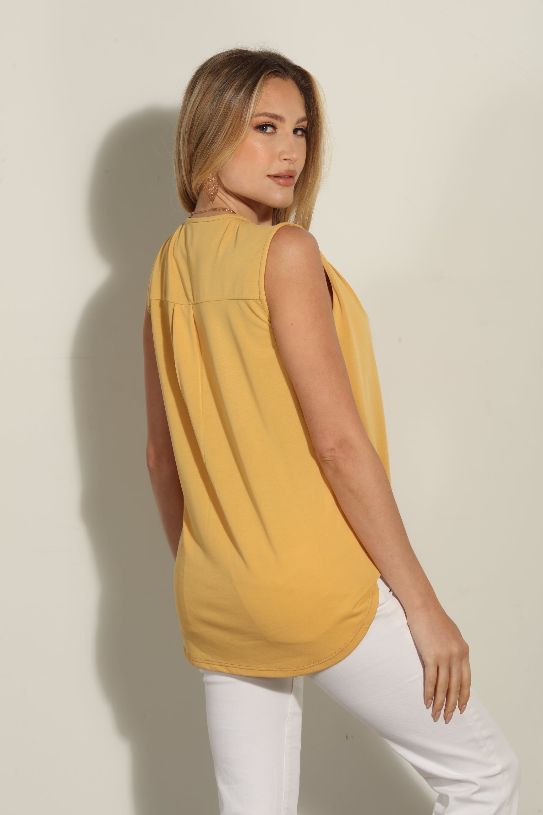 The Everyday Cupro Surplice Tank- Turmeric - BEST SELLER