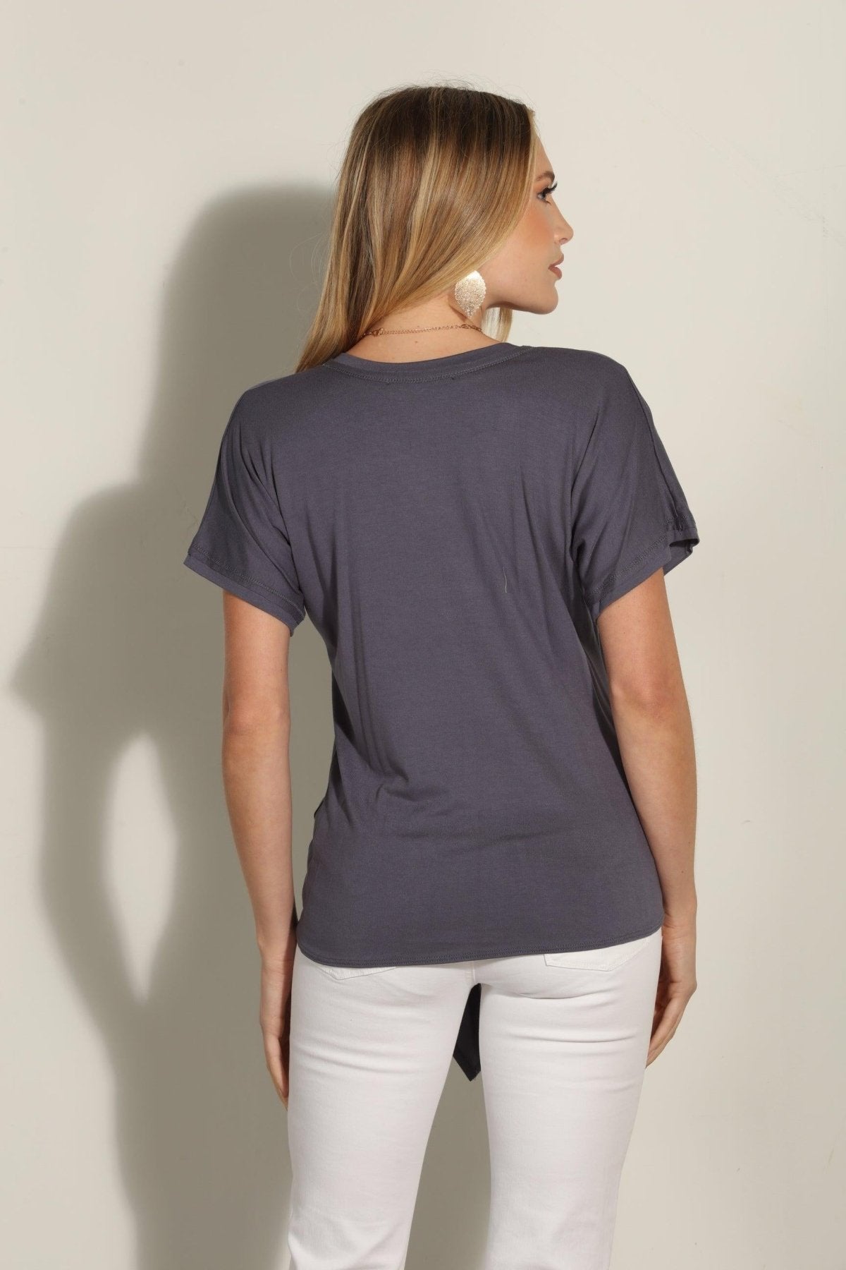 Pewter Tee with Front Tie