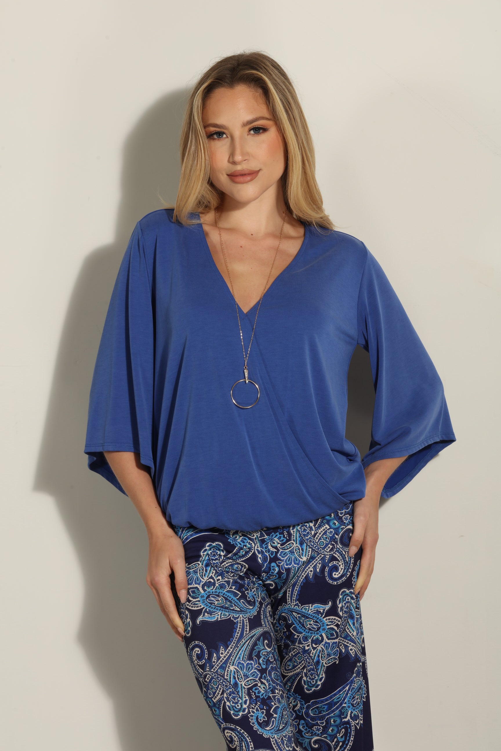 Royal Cupro Surplice Top-BEST SELLER