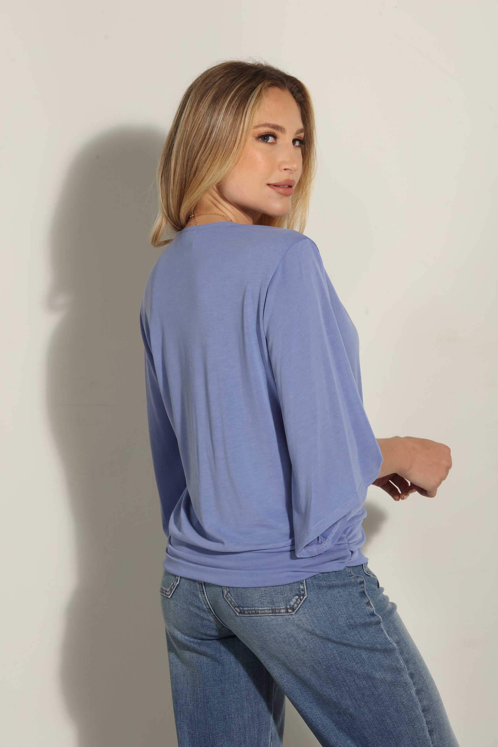 Peri Cupro Stretch Banded Kimono Top-BEST SELLER
