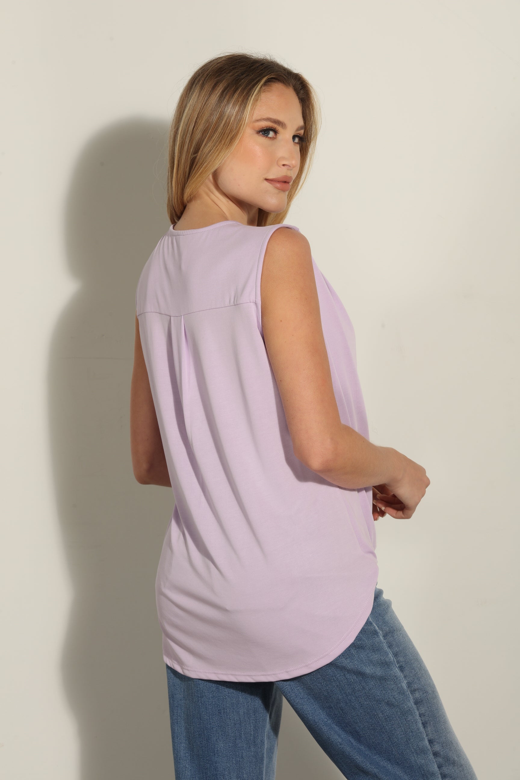 The Everyday Cupro Surplice Tank-Lavender- BEST SELLER