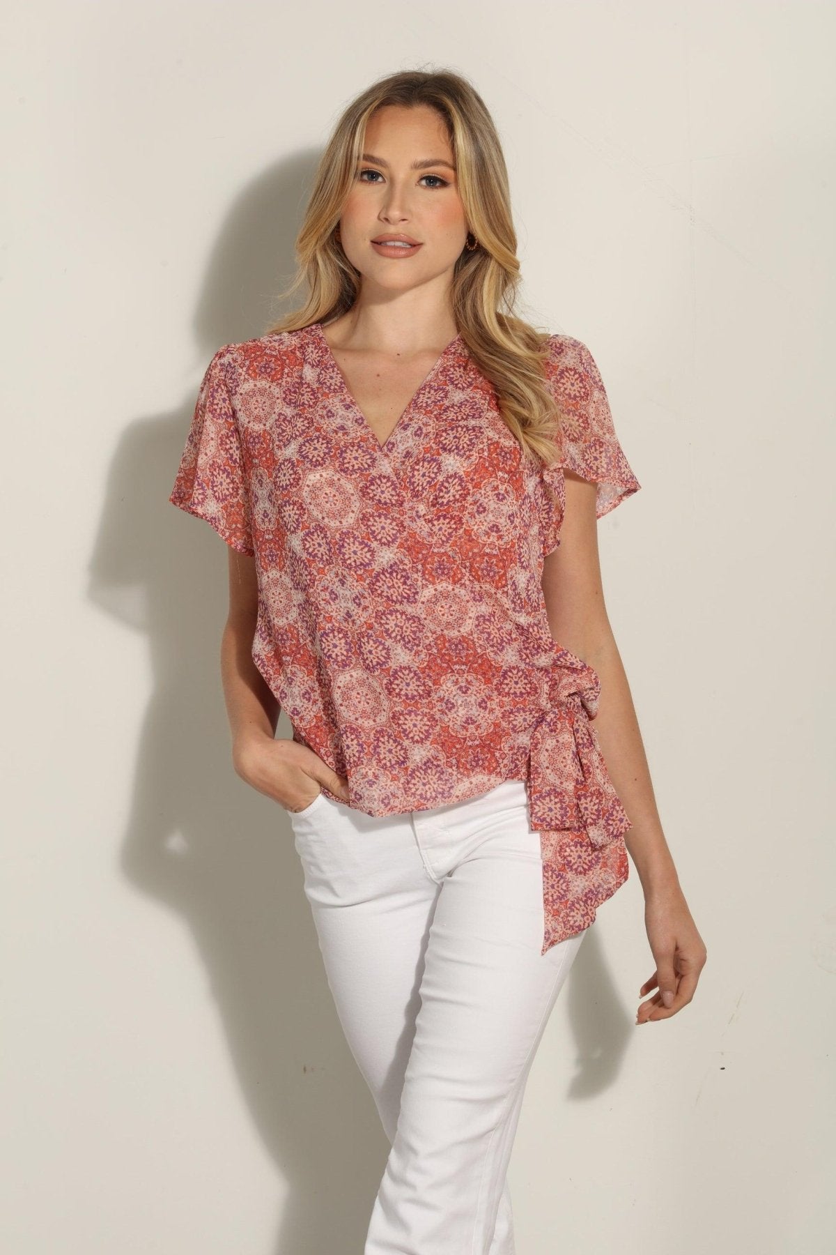 Temescal Short Sleeve Wrap Blouse-FINAL SALE