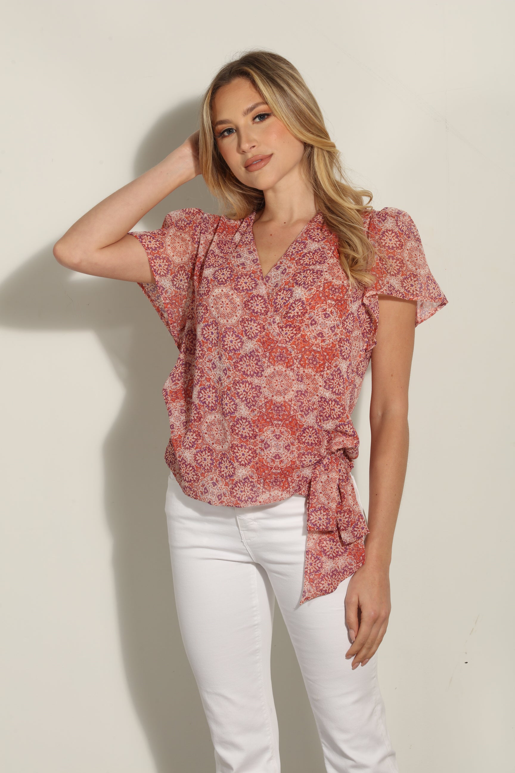 Temescal Short Sleeve Wrap Blouse