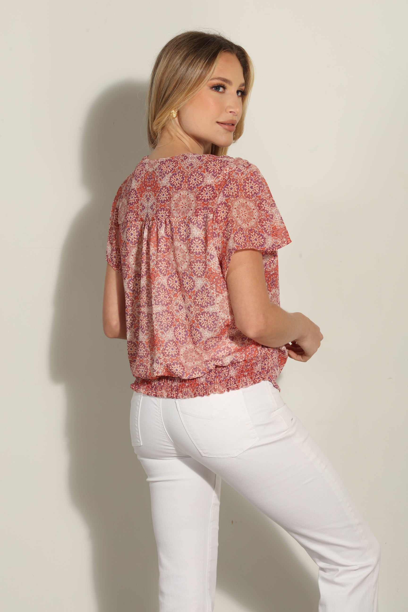 Temescal Short Sleeve Wrap Blouse-FINAL SALE