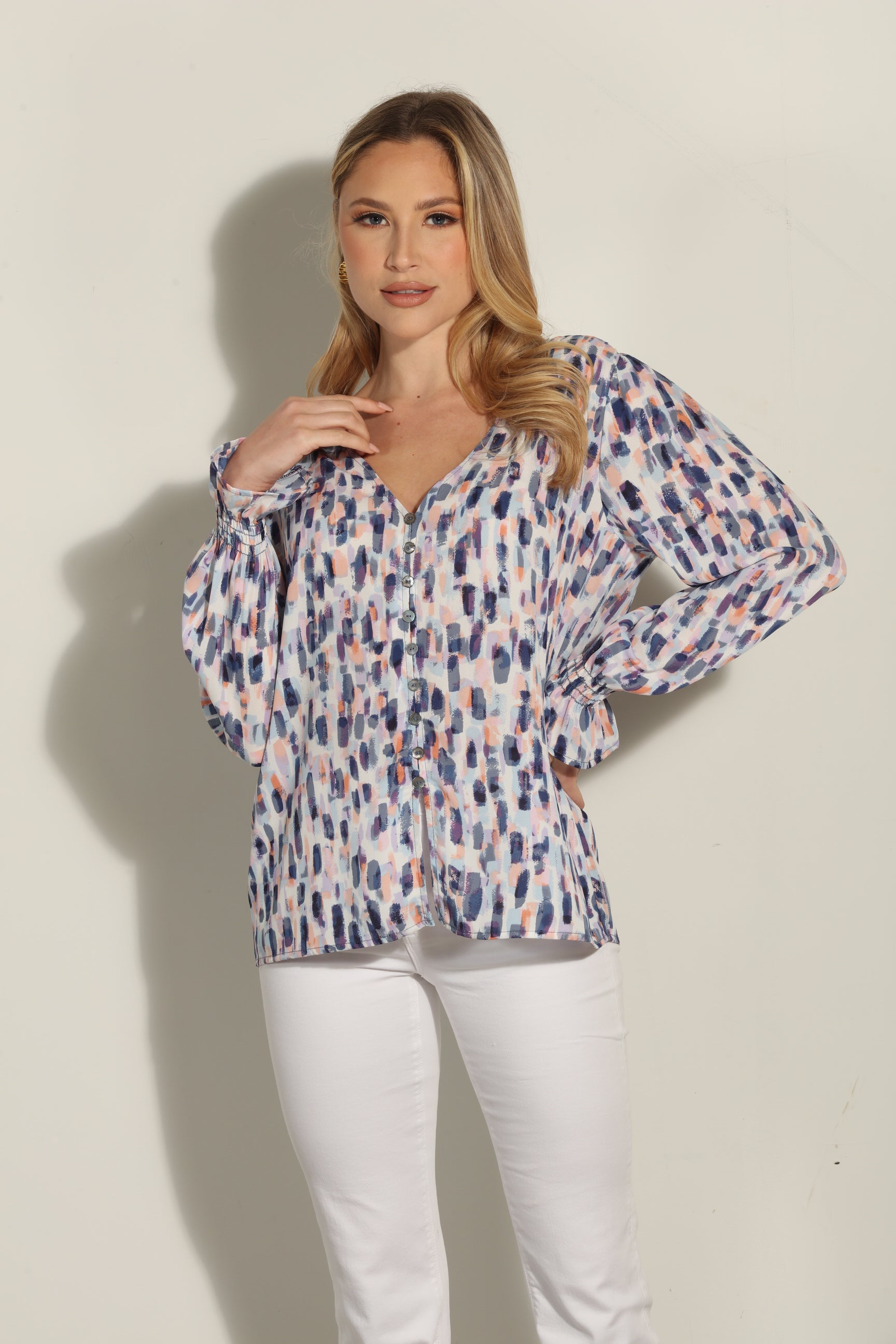 Pearl Button Down Blouse