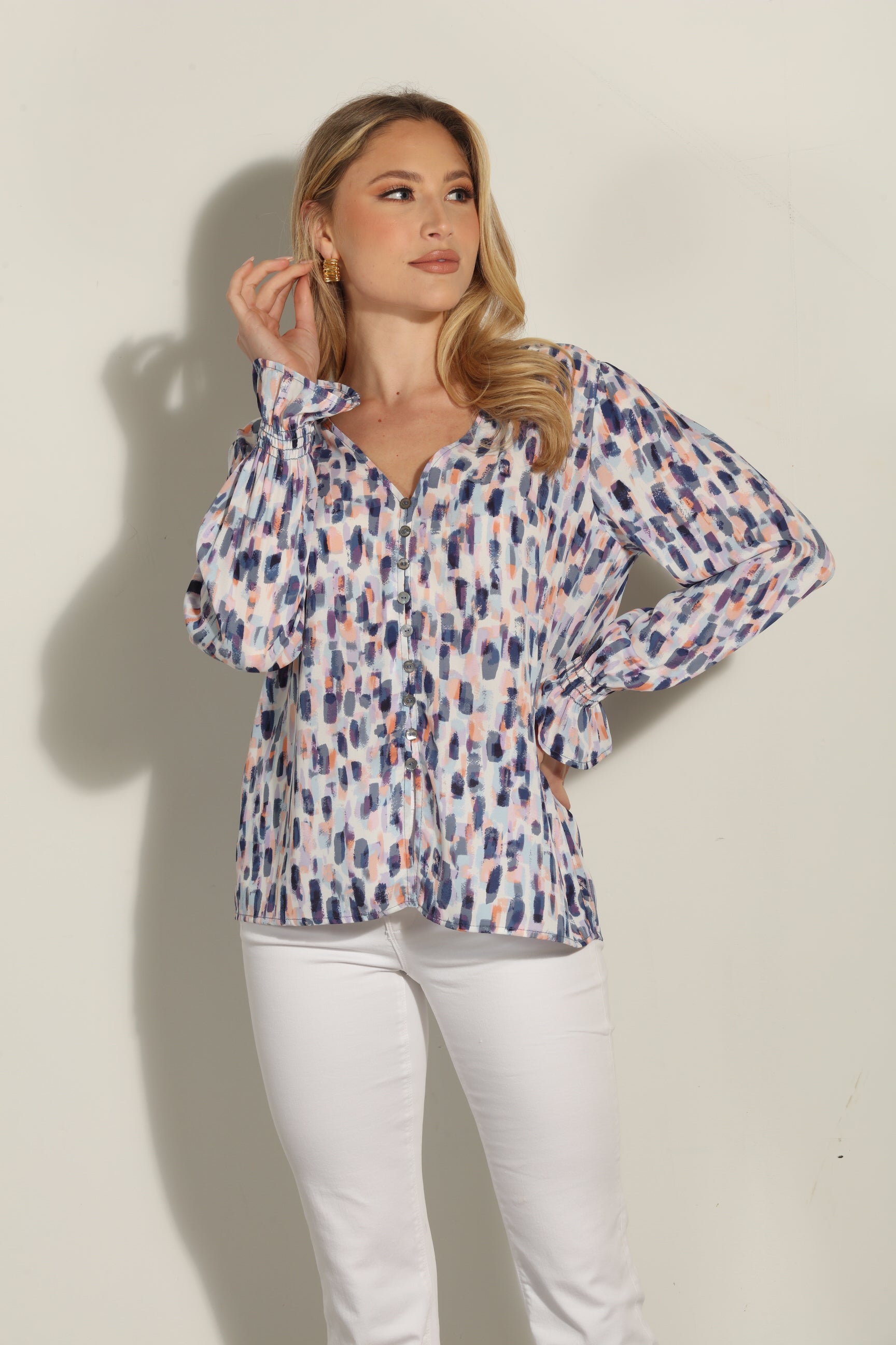 Pearl Button Down Blouse