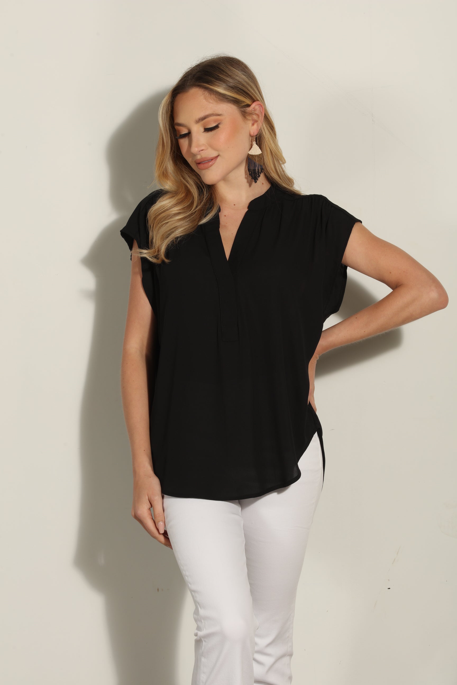 Onyx Woven Dolman Tee