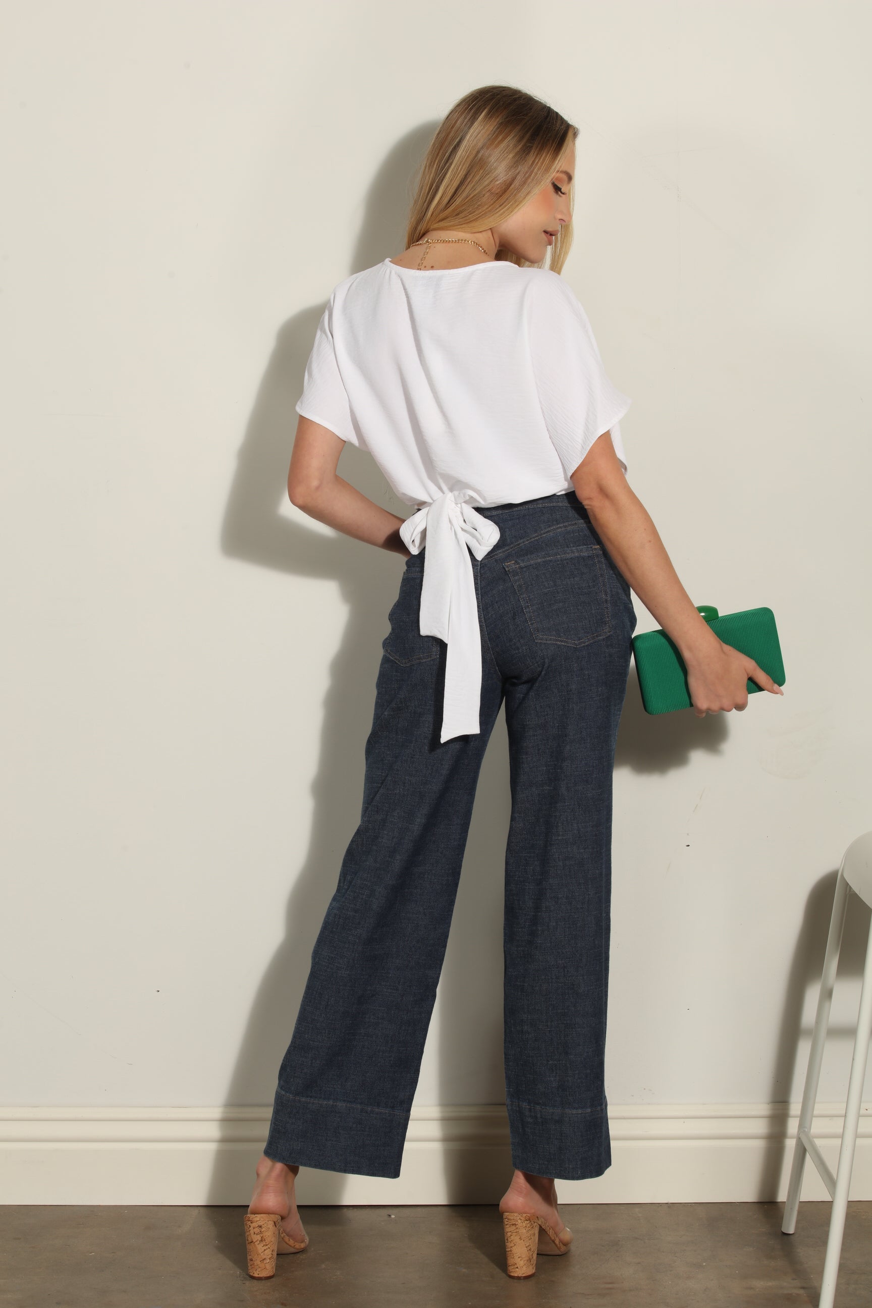 White Mom Cropped Wrap Top-FINAL SALE