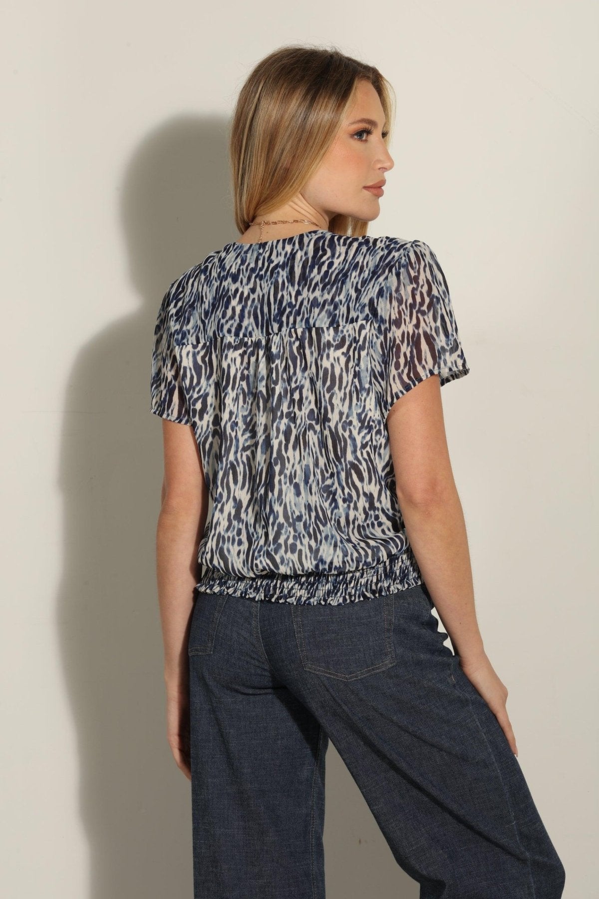 Livia Short Sleeve Wrap Blouse-FINAL SALE