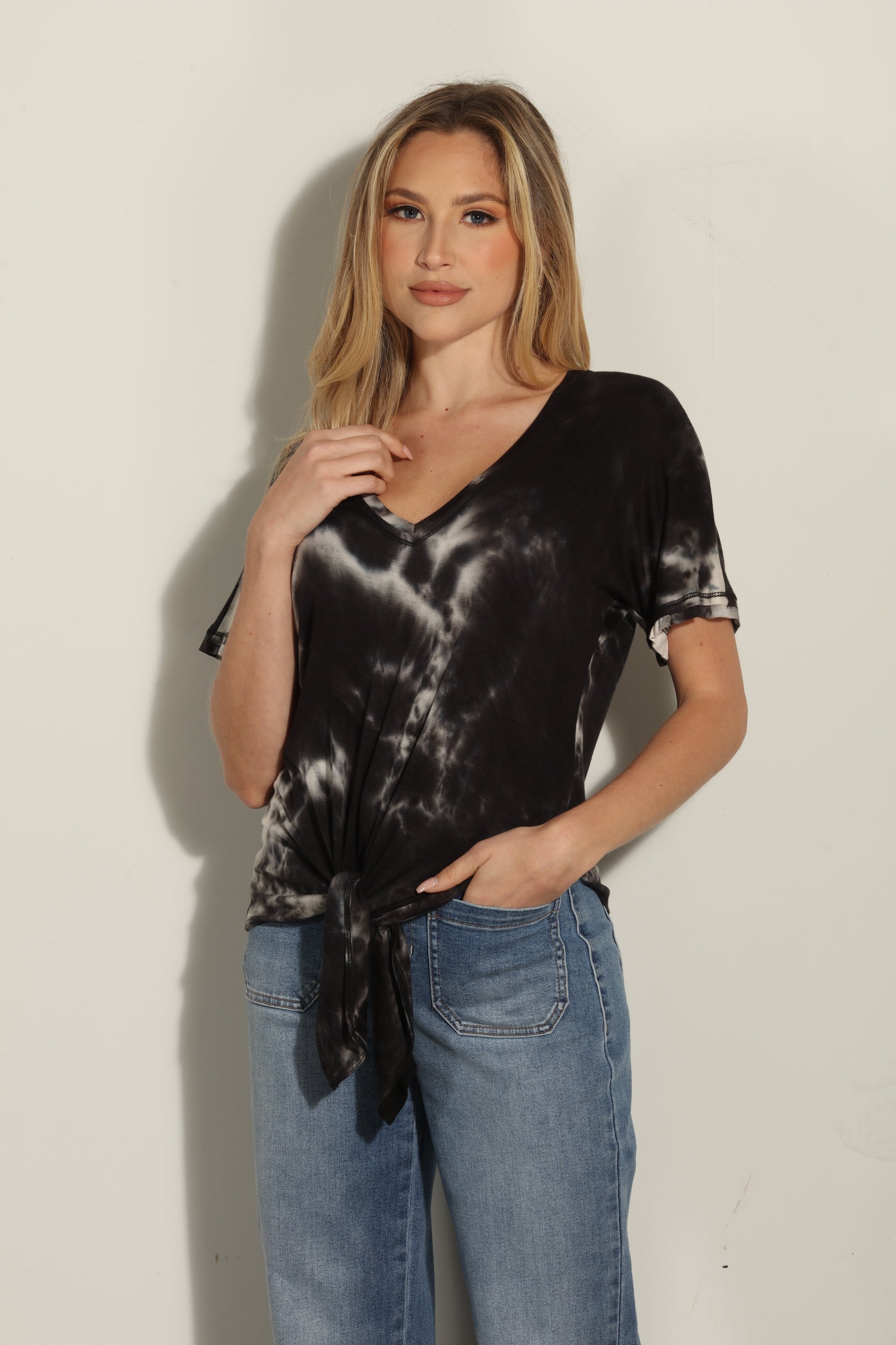 Storm Tie-Dye Tee with Front Tie