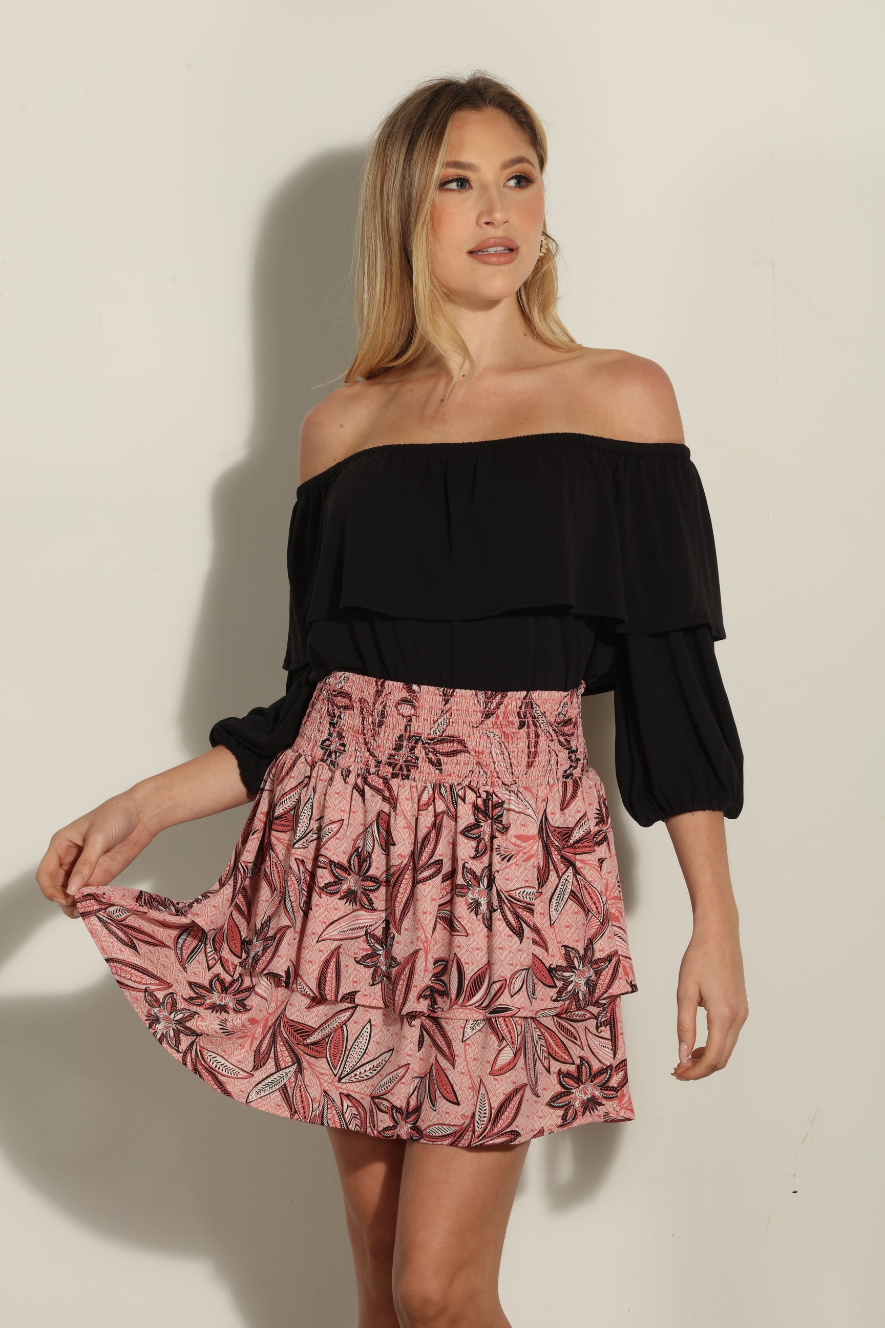 Pookie Woven Ruffle Smocked Skirt-FINAL SALE