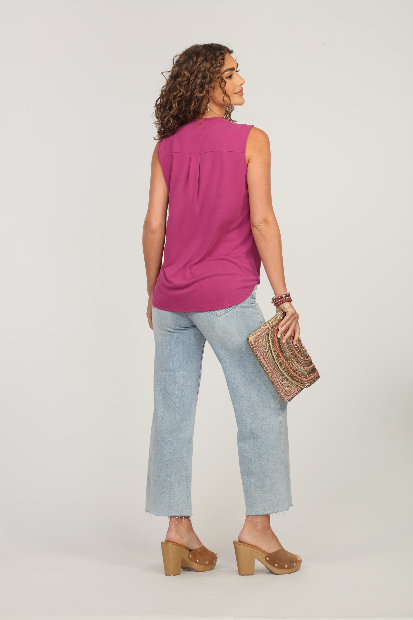 The Everyday Cupro Surplice Tank-Berry-BEST SELLER