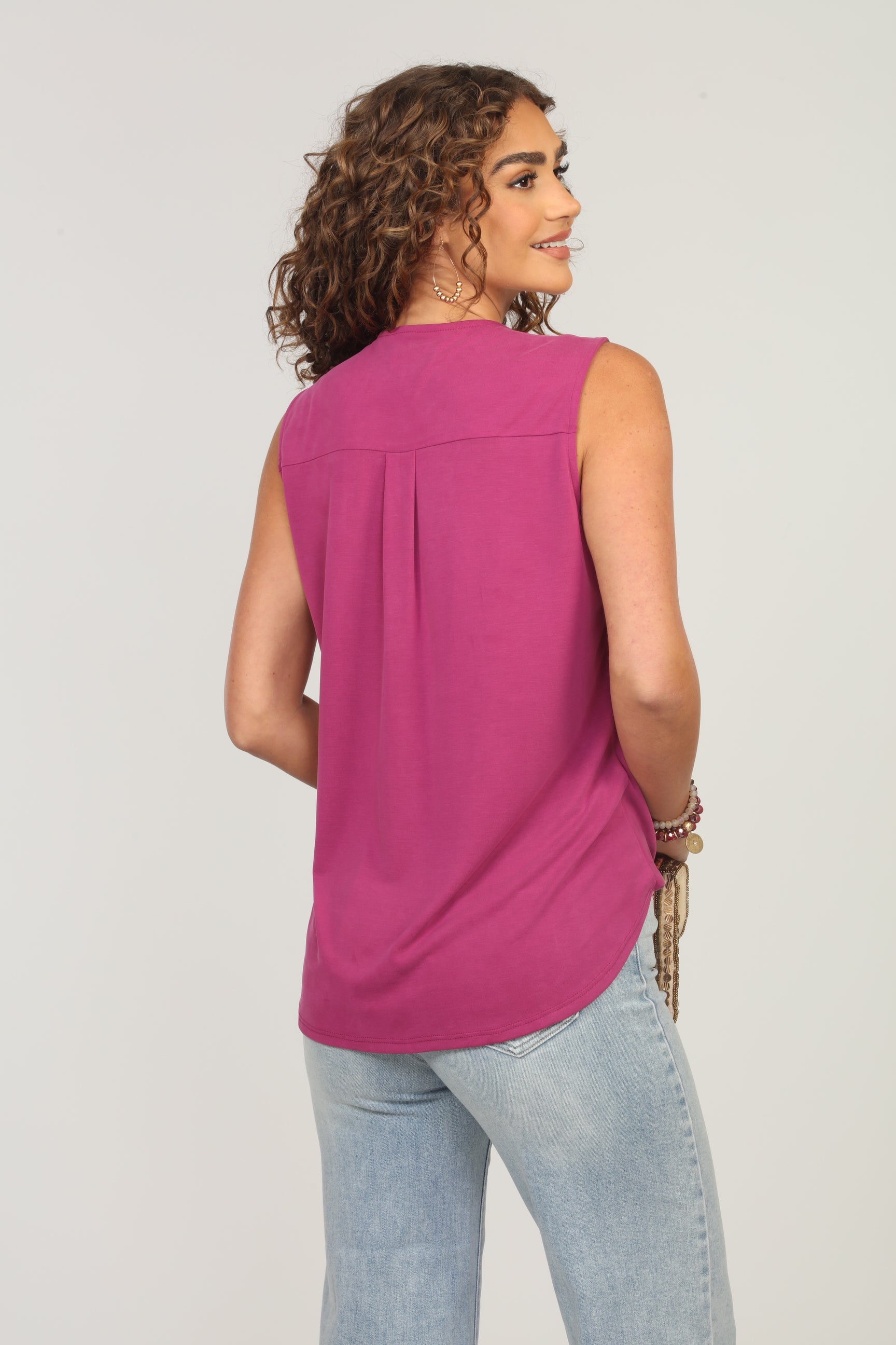 The Everyday Cupro Surplice Tank-Berry-BEST SELLER