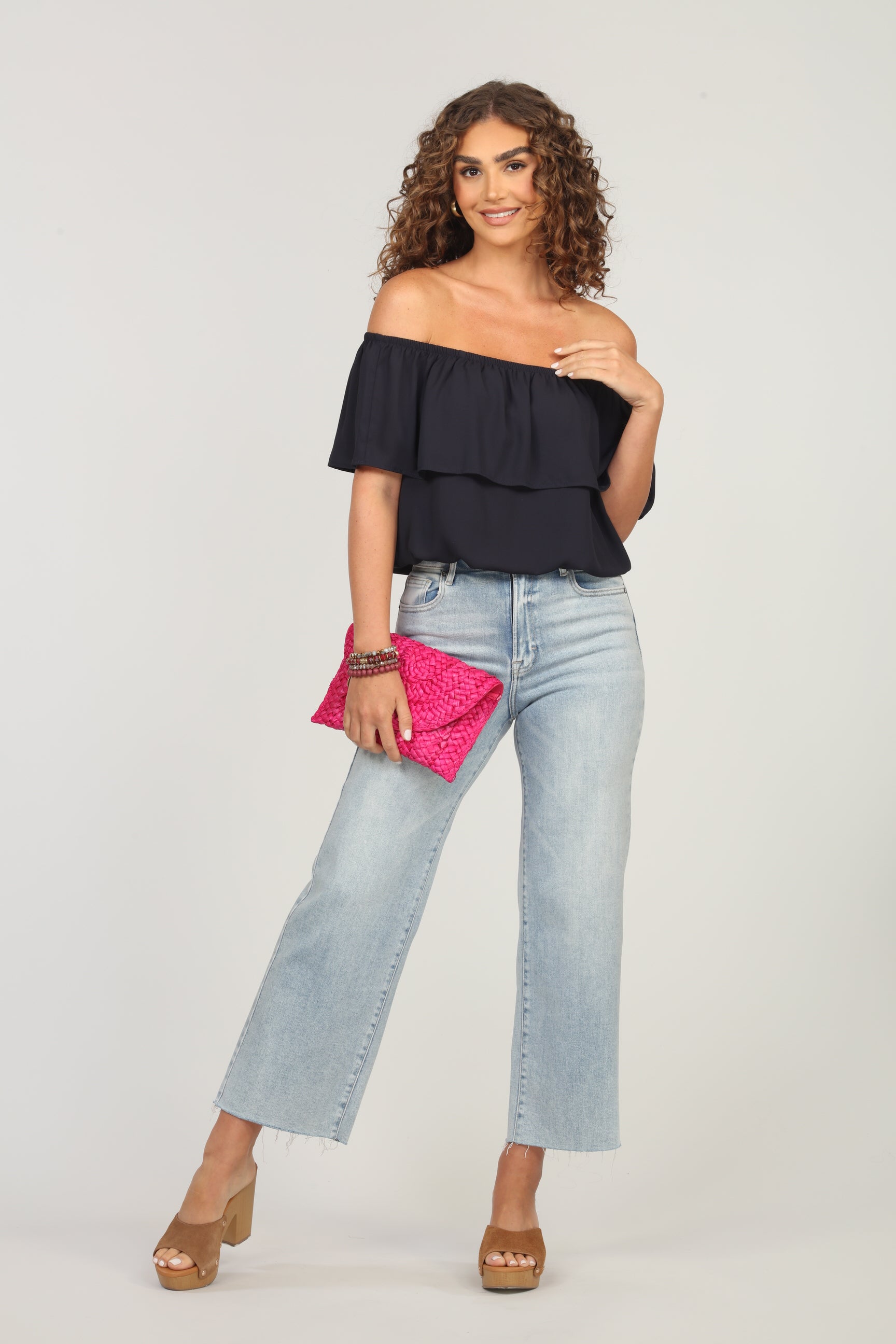 Dark Navy Ruffle Tube Top-FINAL SALE