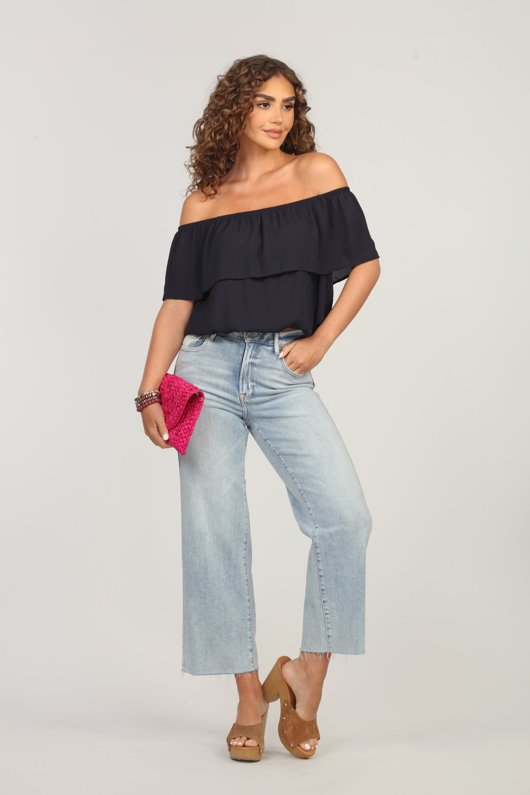 Dark Navy Ruffle Tube Top-FINAL SALE