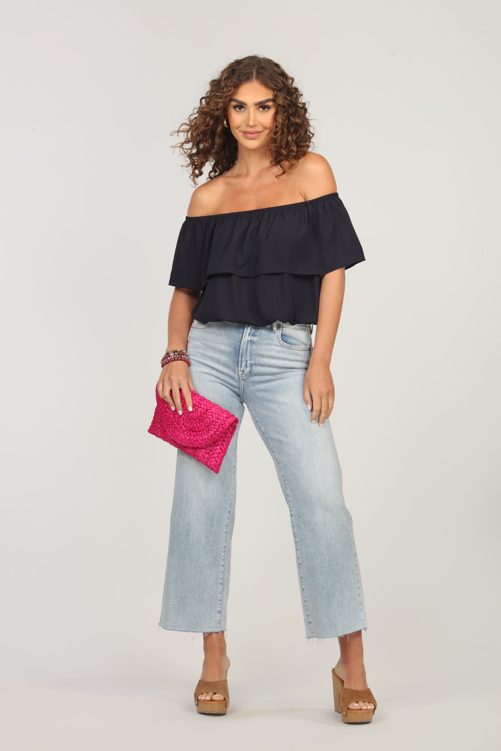 Dark Navy Ruffle Tube Top-FINAL SALE