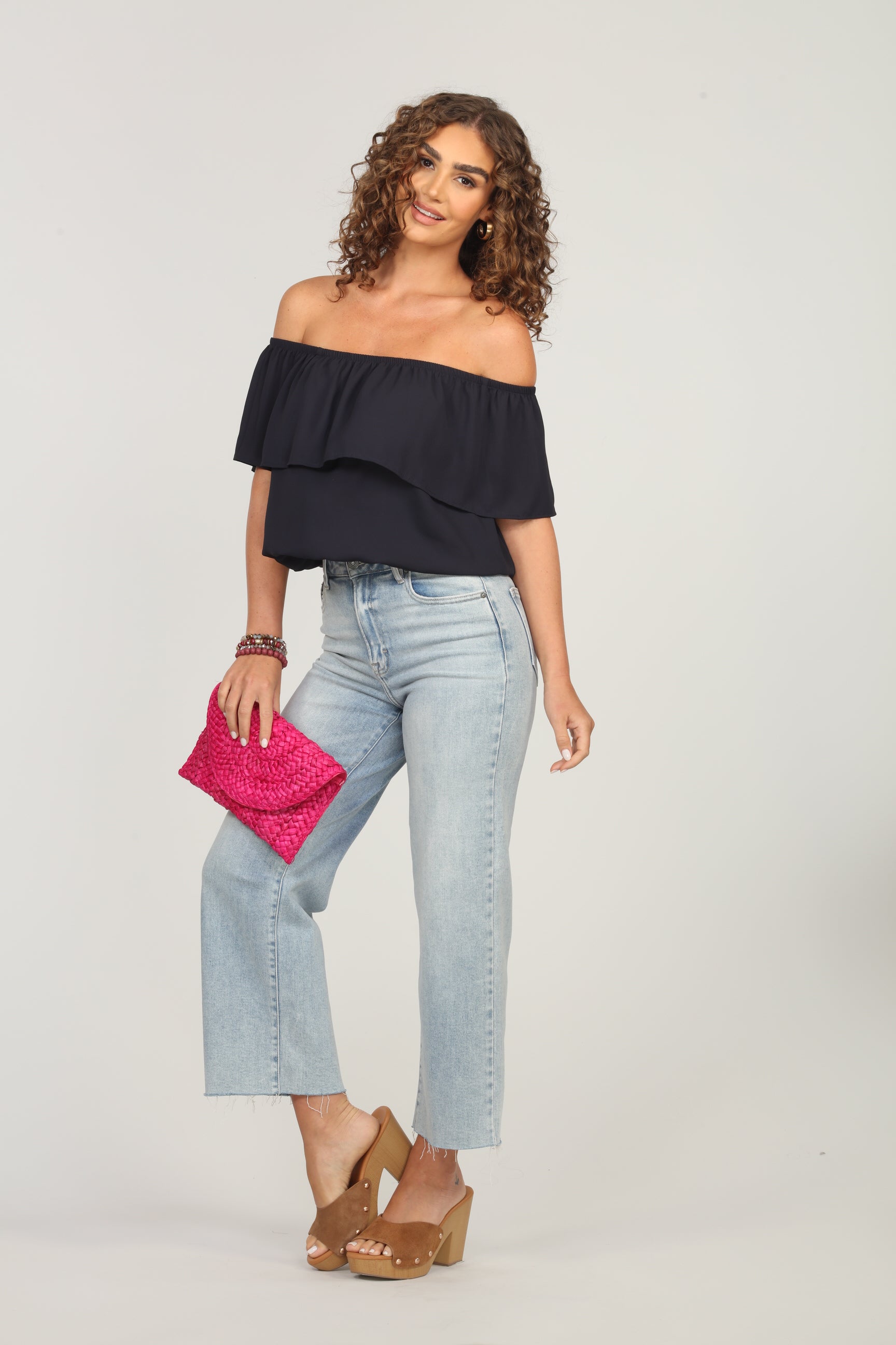 Dark Navy Ruffle Tube Top-FINAL SALE