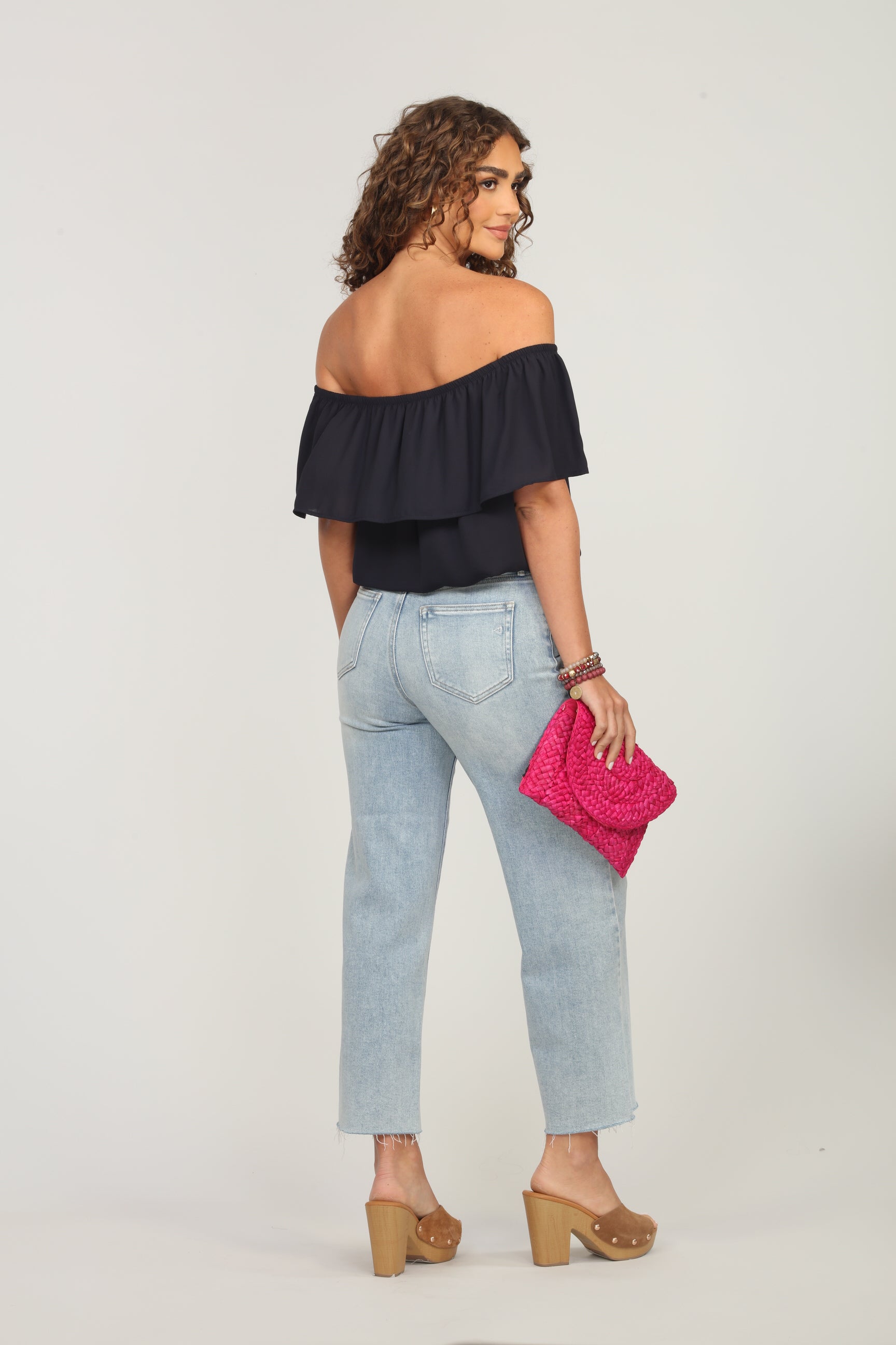 Dark Navy Ruffle Tube Top-FINAL SALE