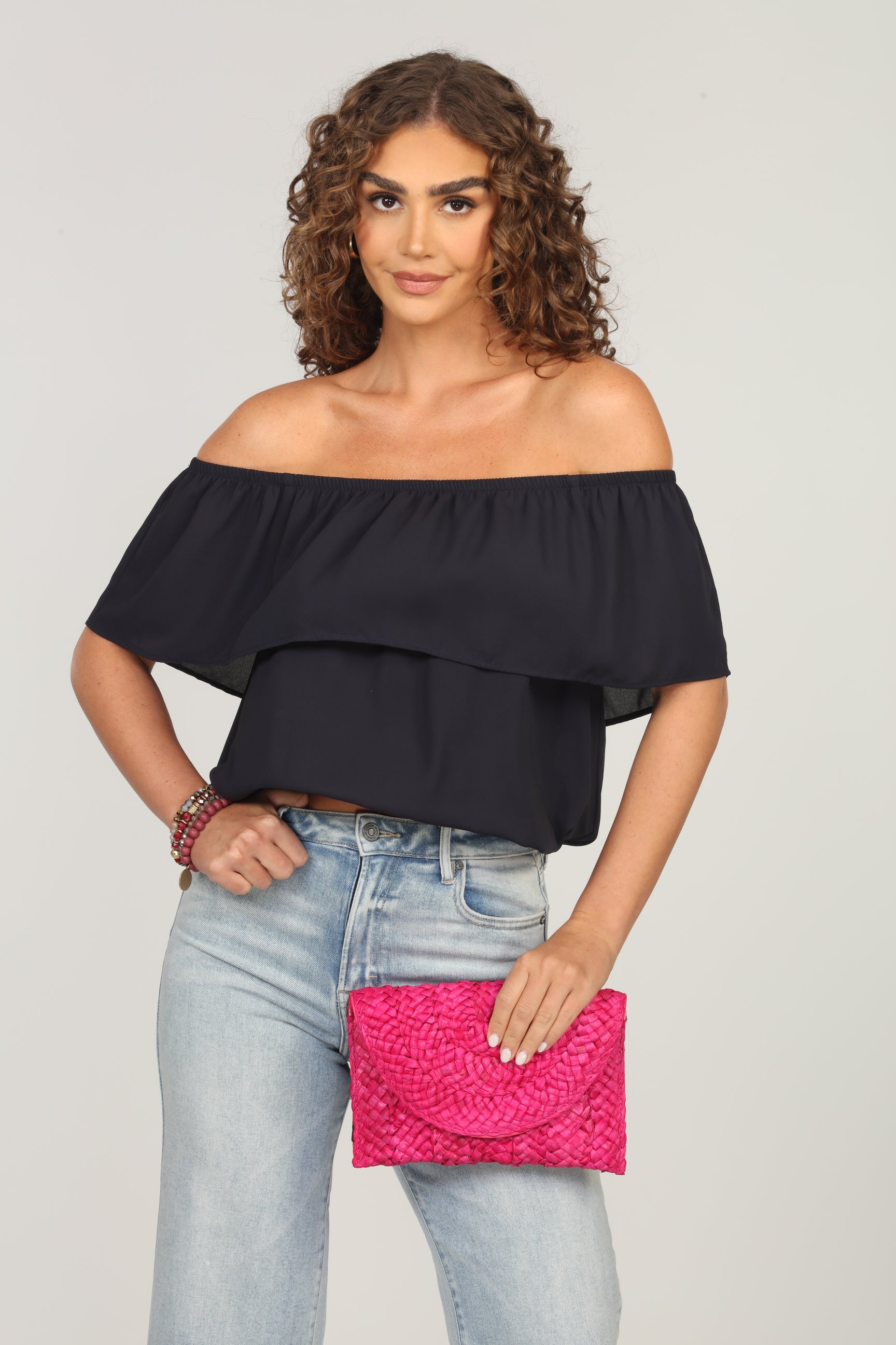 Dark Navy Ruffle Tube Top-FINAL SALE