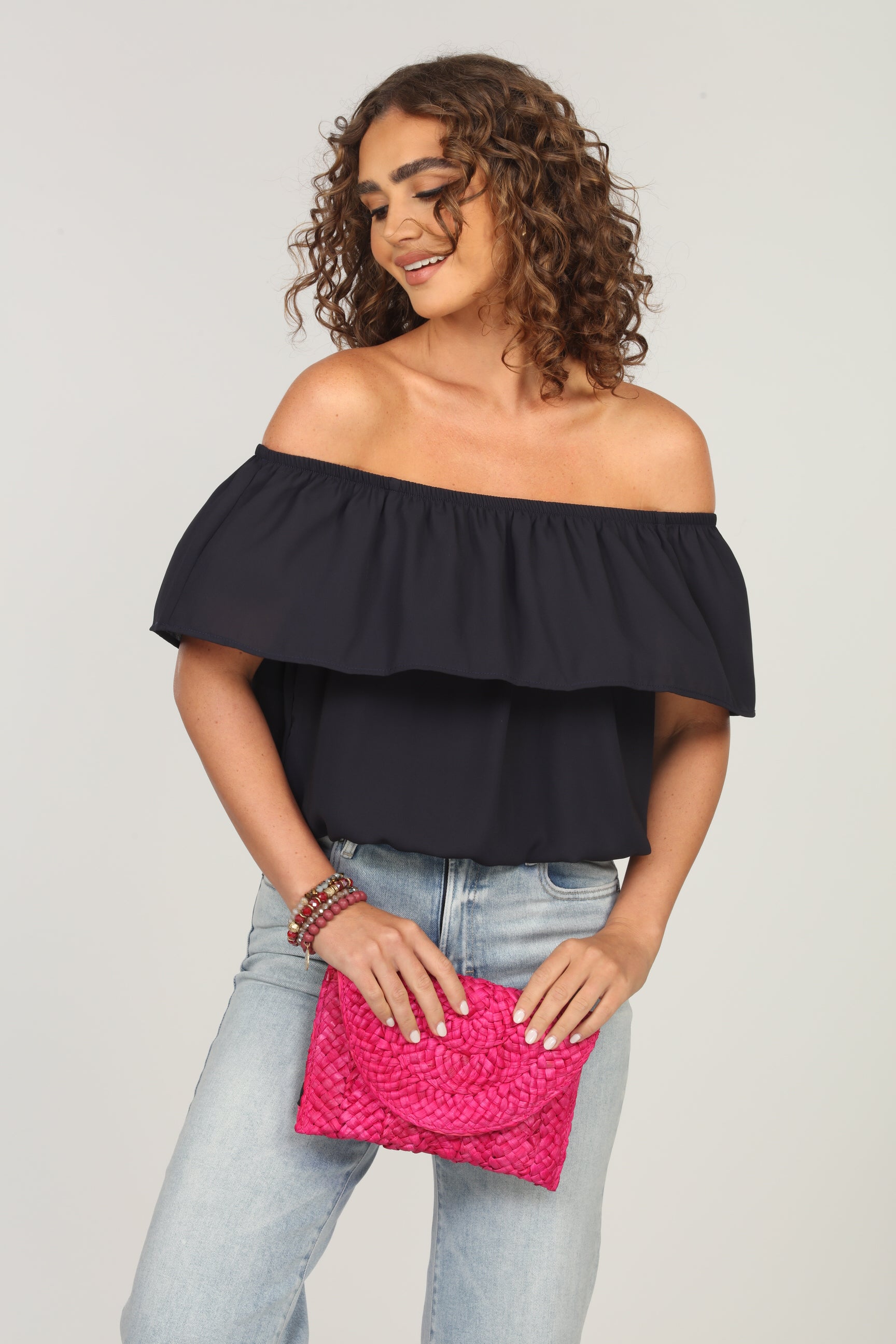 Dark Navy Ruffle Tube Top-FINAL SALE