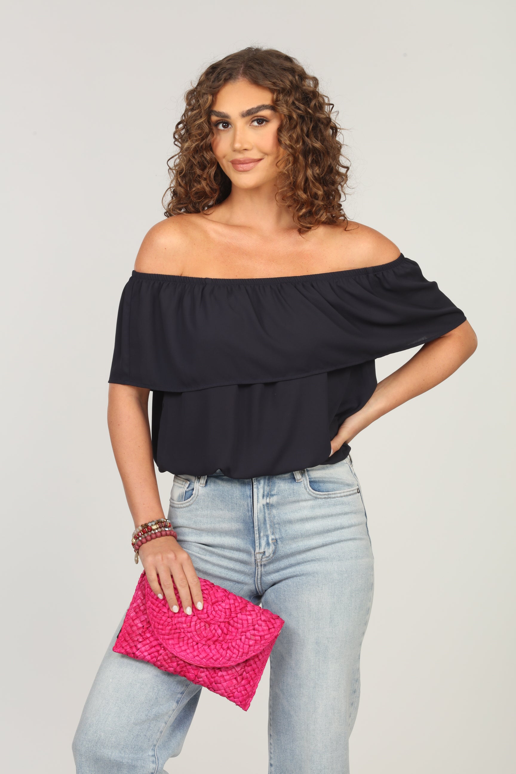 Dark Navy Ruffle Tube Top-FINAL SALE