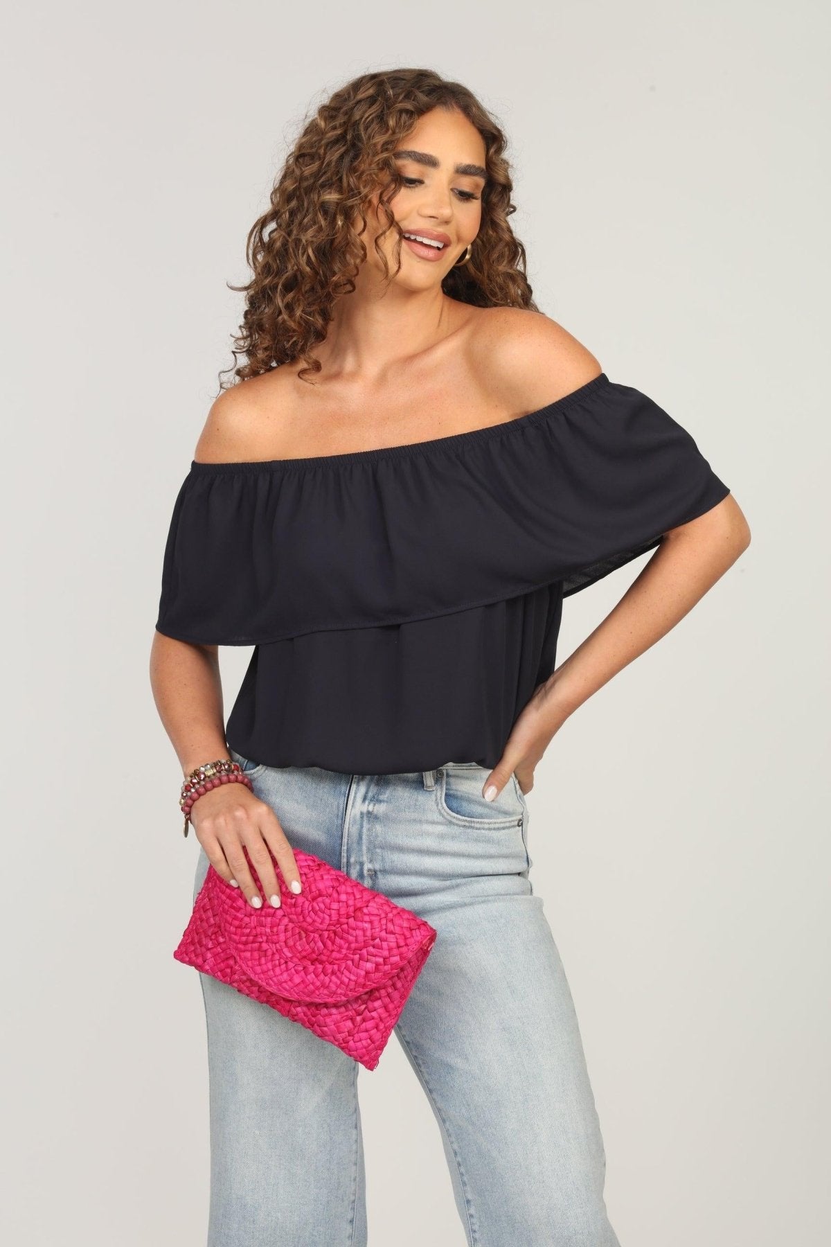 Dark Navy Ruffle Tube Top-FINAL SALE