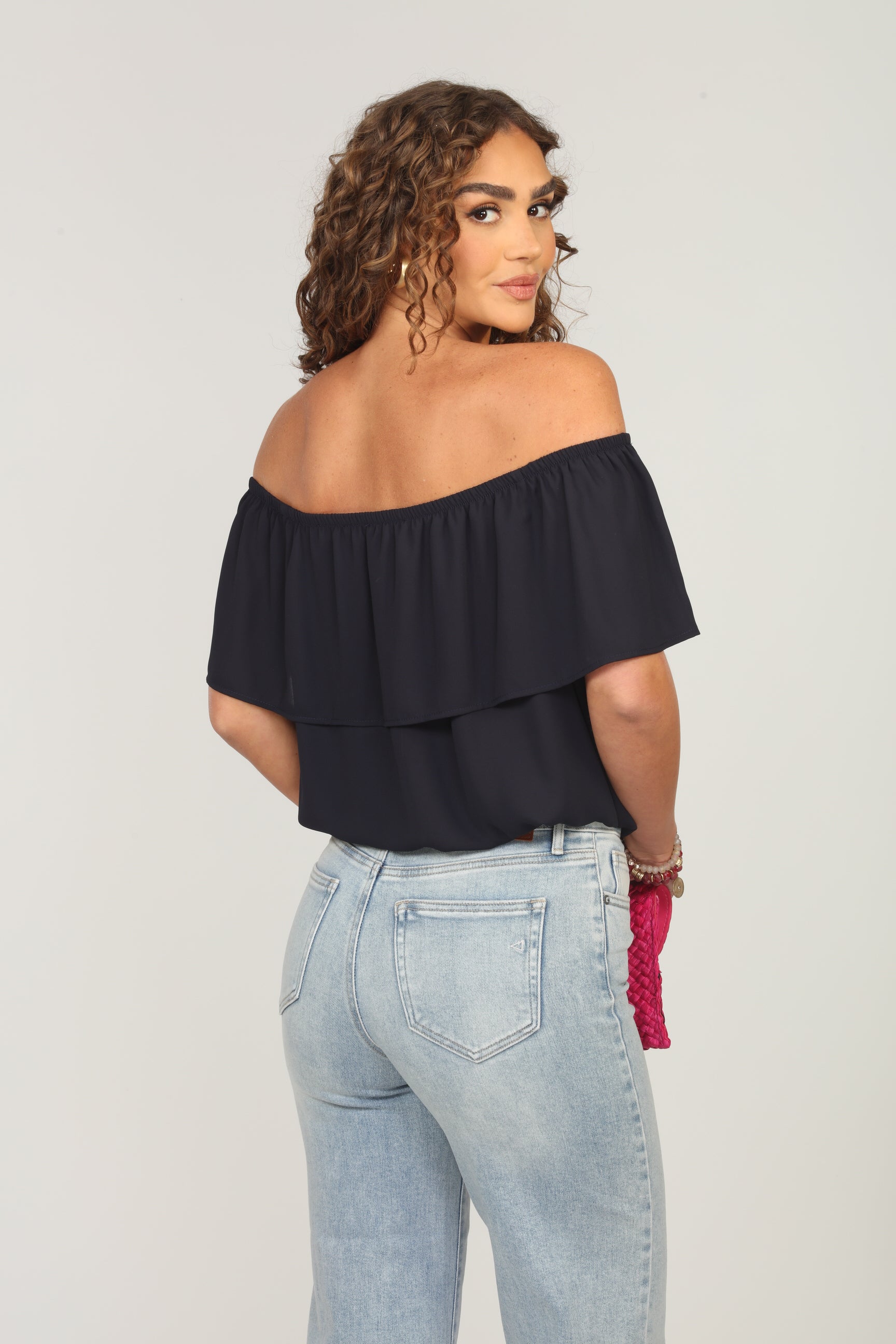 Dark Navy Ruffle Tube Top-FINAL SALE