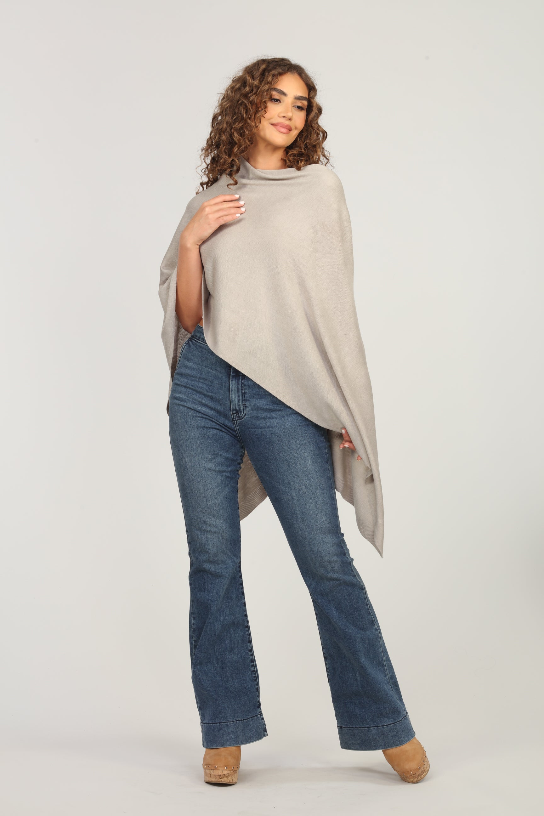 Light Tan Throw-On Poncho-BEST SELLER