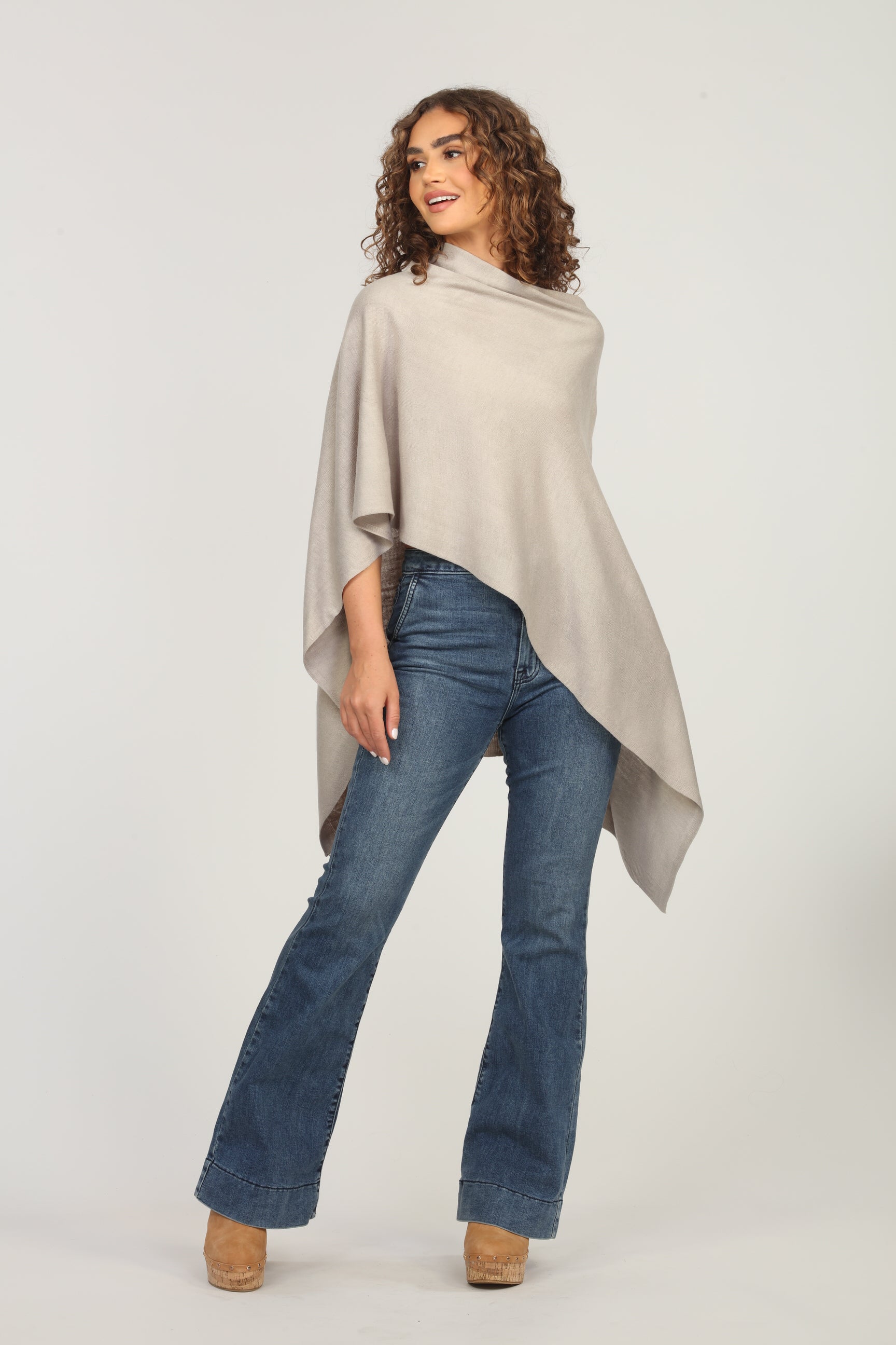 Light Tan Throw-On Poncho-BEST SELLER