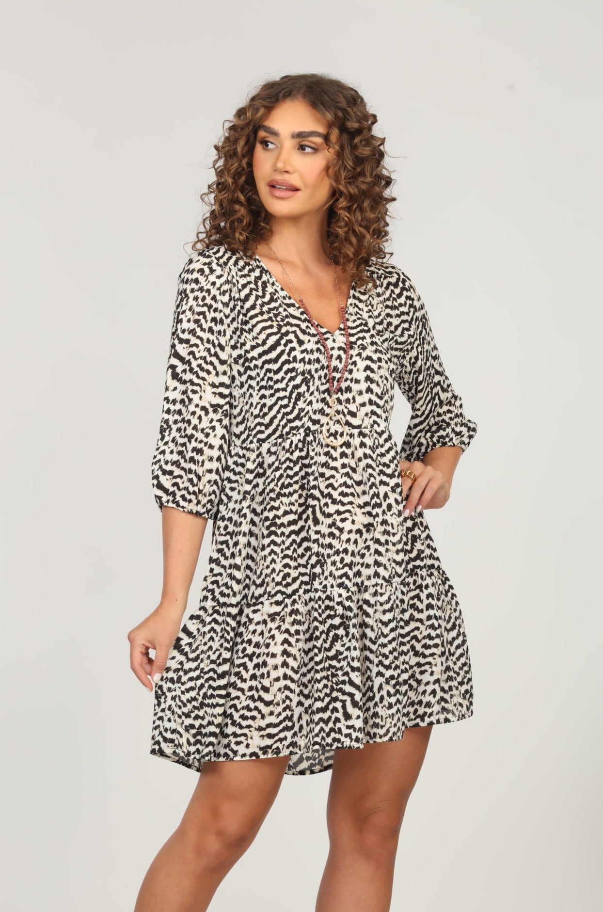 Kea V-Neck Tiered Dress-FINAL SALE