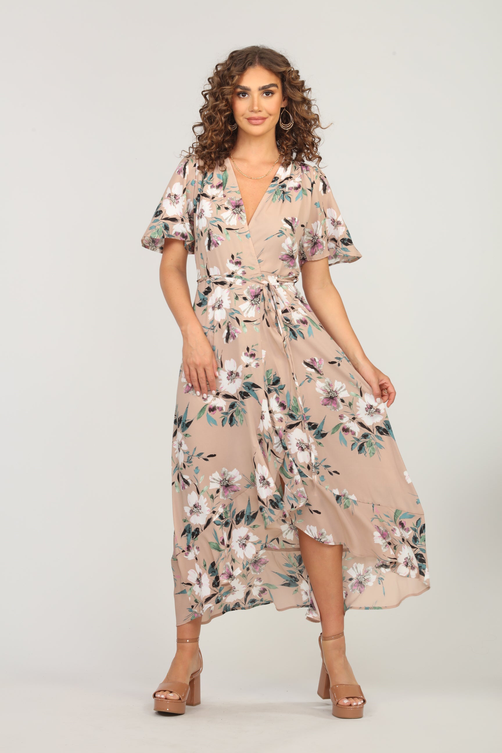 Linda Floral Woven Wrap Dress