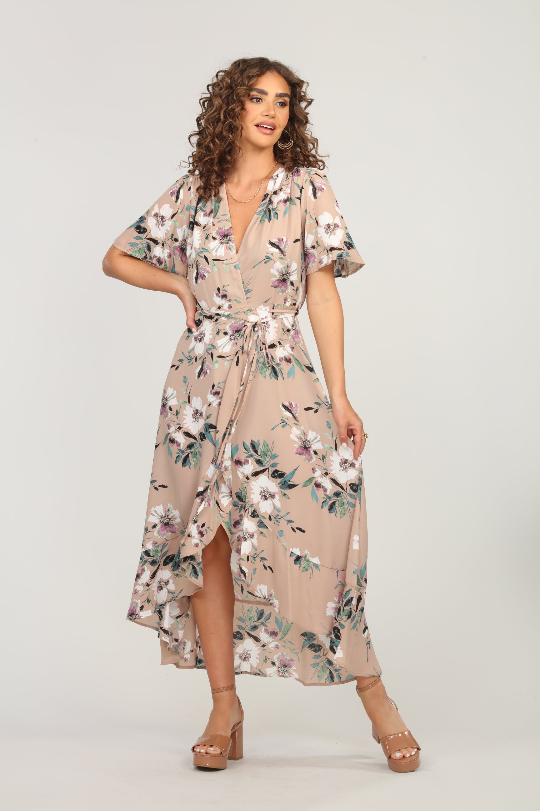Linda Floral Woven Wrap Dress