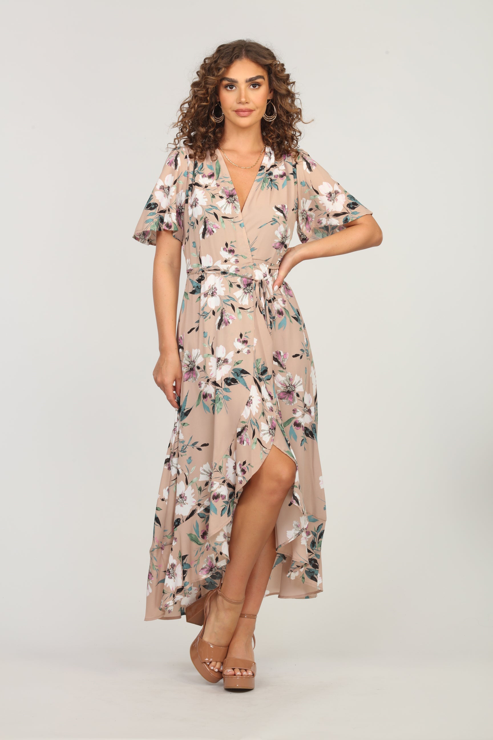 Linda Floral Woven Wrap Dress