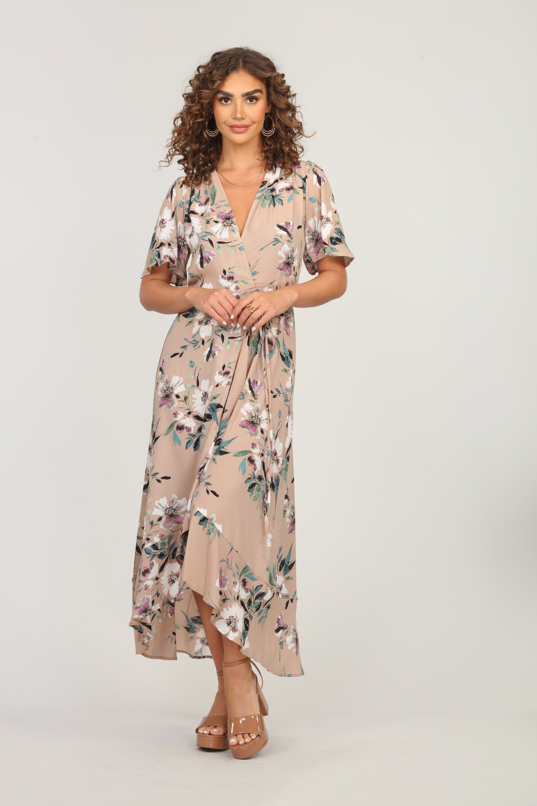 Linda Floral Woven Wrap Dress