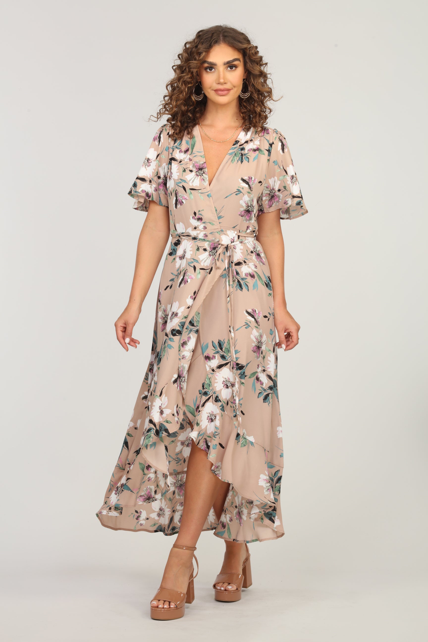 Linda Floral Woven Wrap Dress