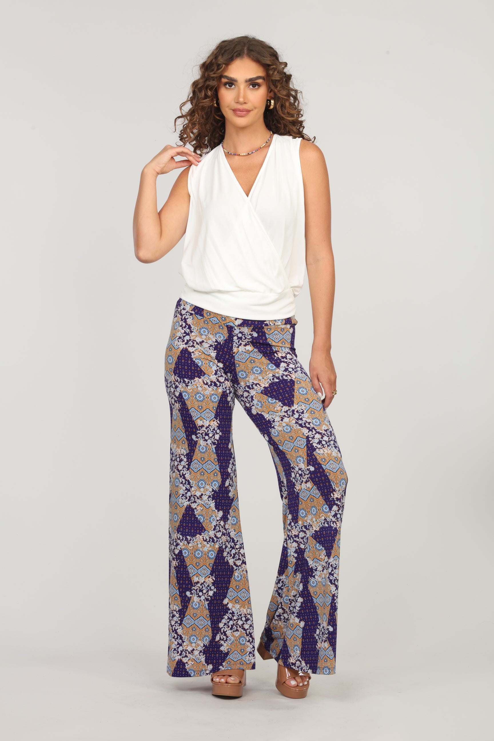 Dixon Paisley Stretch Flare Leg Pants-FINAL SALE