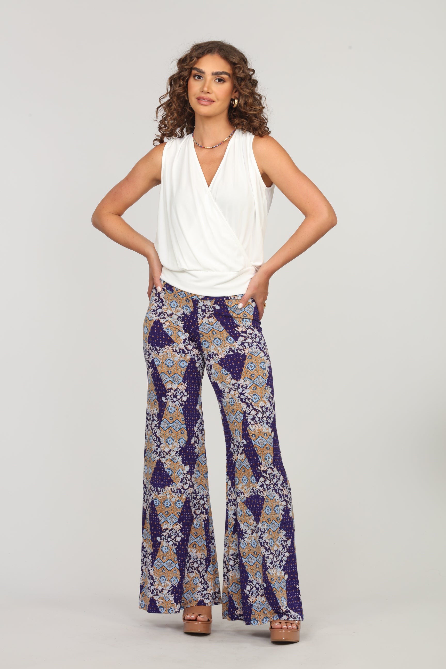 Dixon Paisley Stretch Flare Leg Pants-FINAL SALE