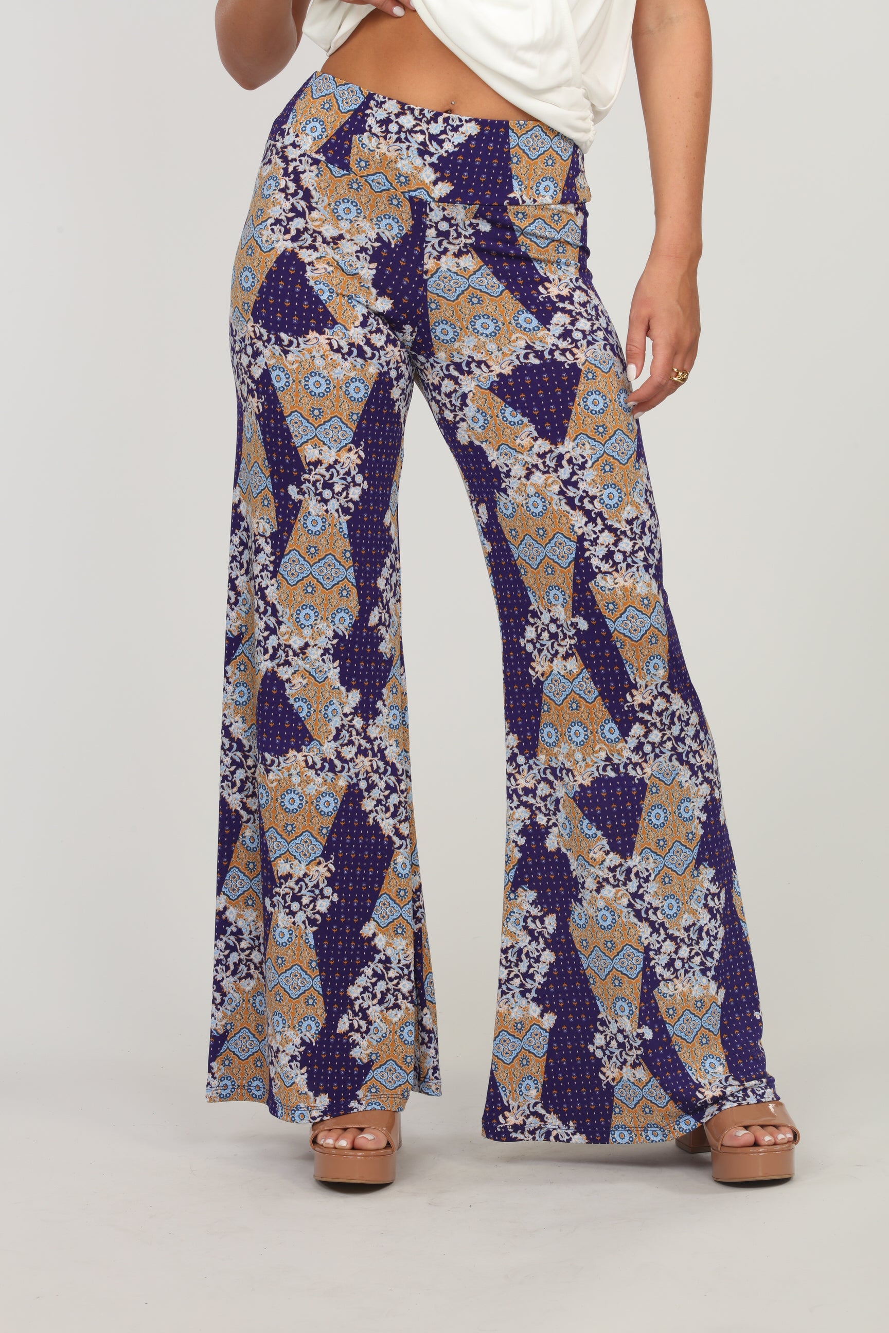 Dixon Paisley Stretch Flare Leg Pants-FINAL SALE