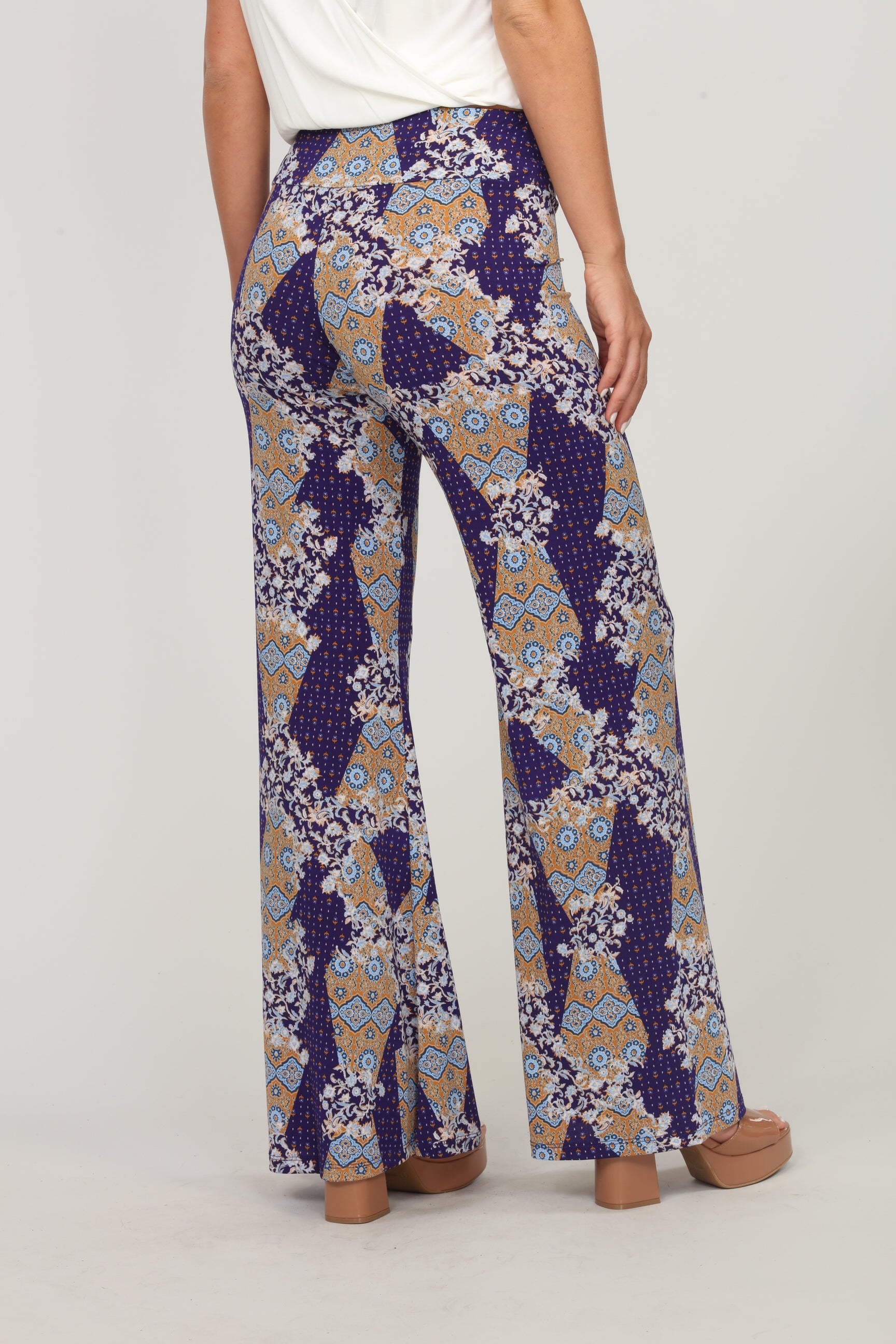 Dixon Paisley Stretch Flare Leg Pants-FINAL SALE