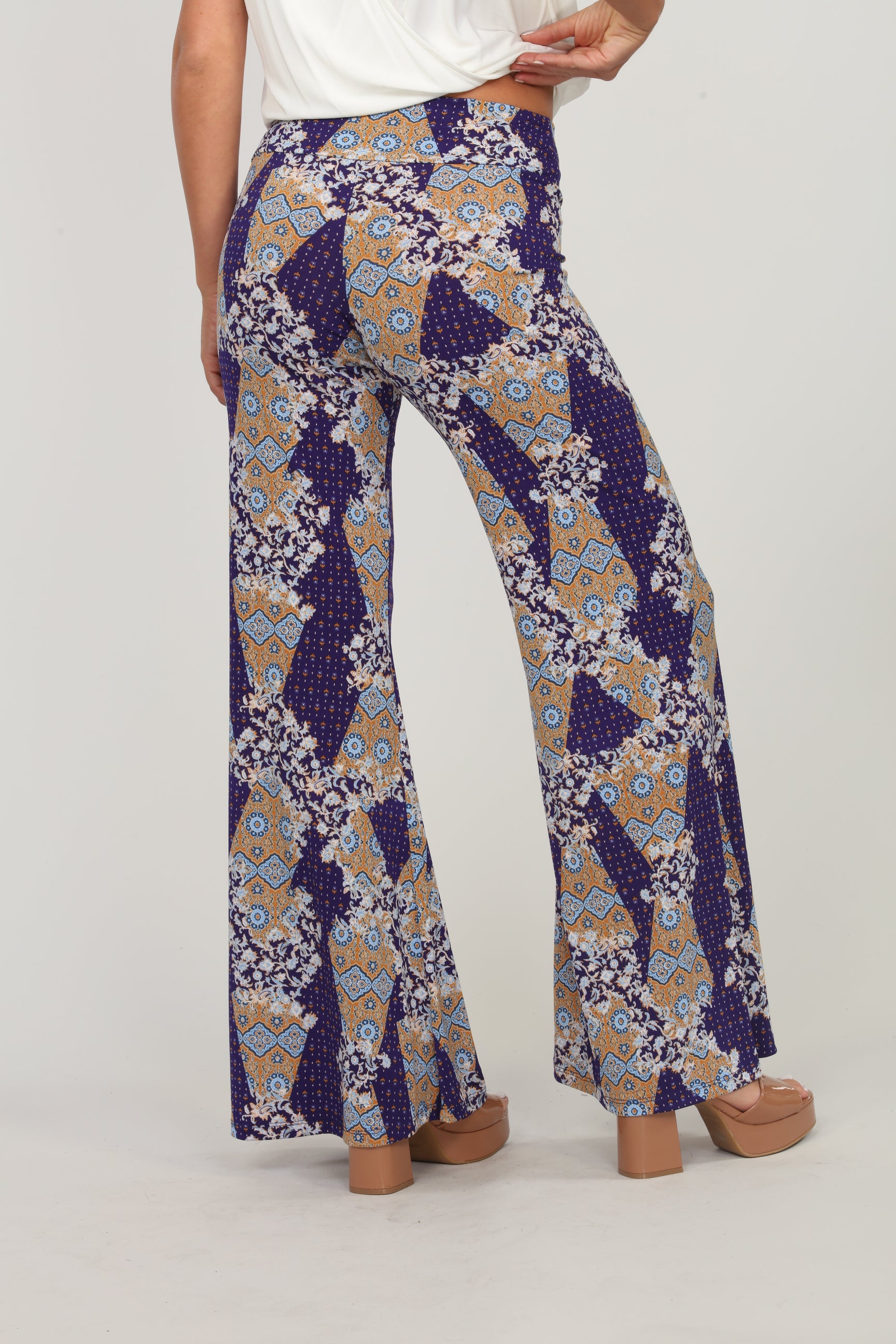 Dixon Paisley Stretch Flare Leg Pants-FINAL SALE