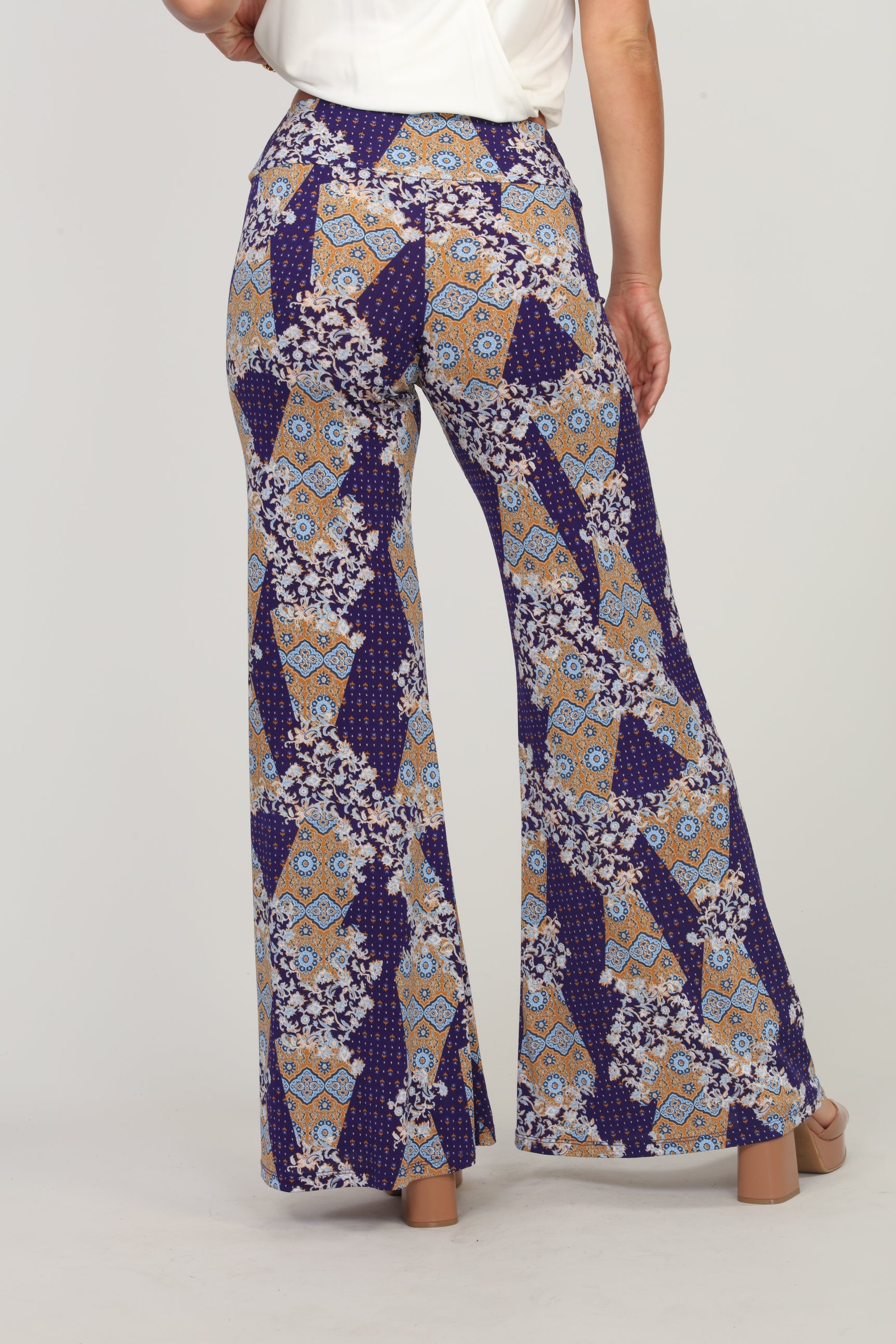 Dixon Paisley Stretch Flare Leg Pants-FINAL SALE