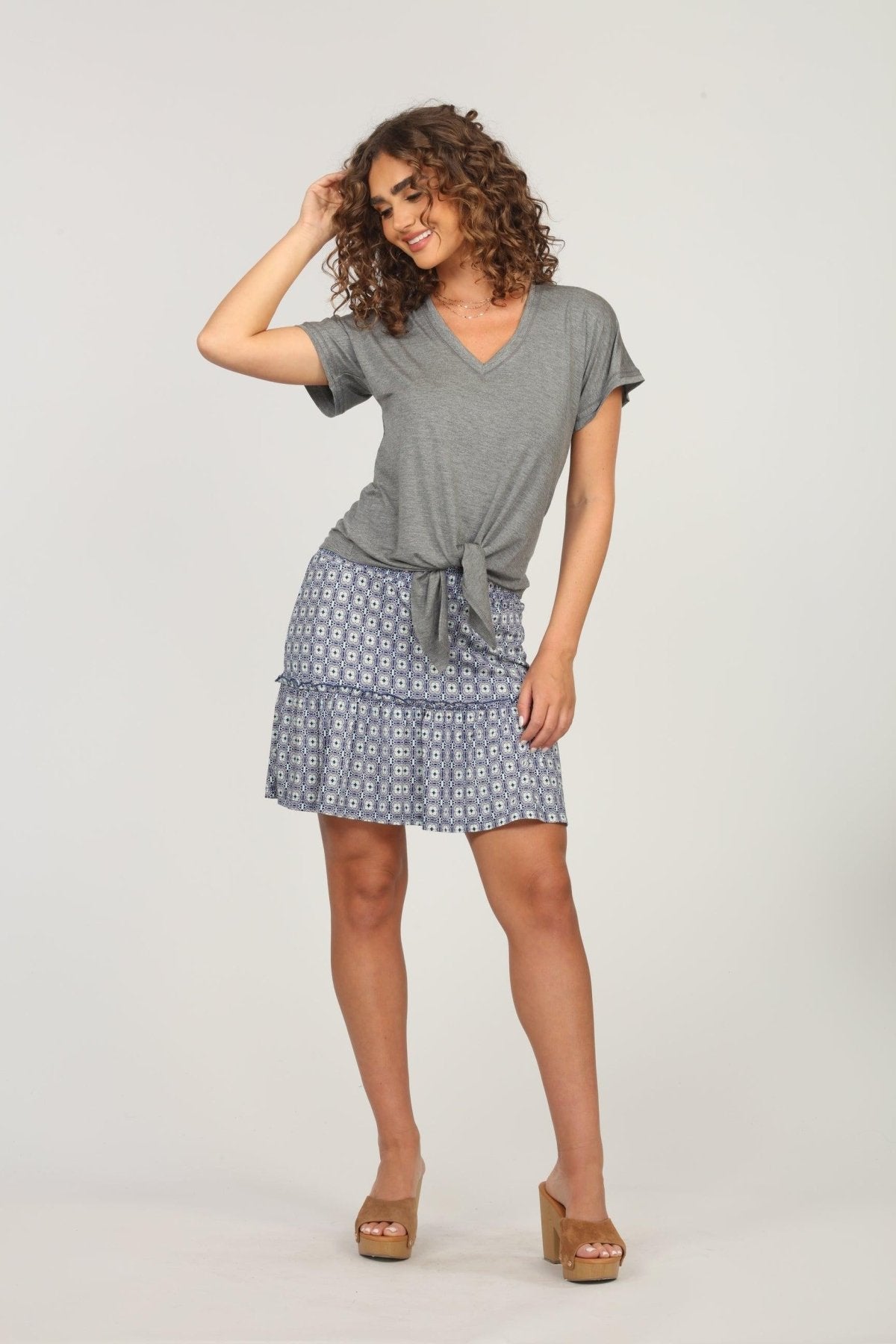 Dark Heather Grey Tee with Front Tie