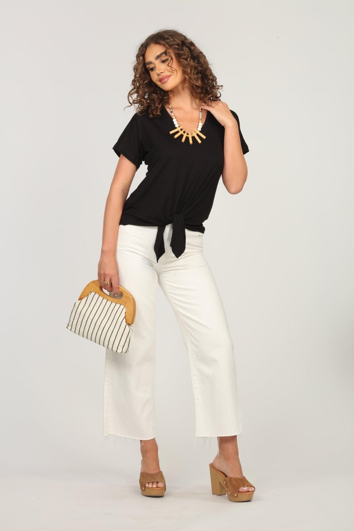 Black Tee with Front Tie-BEST SELLER