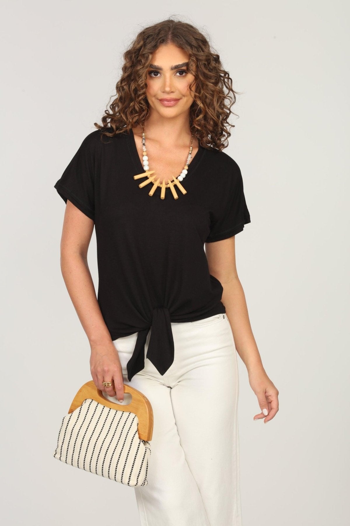 Black Tee with Front Tie-BEST SELLER