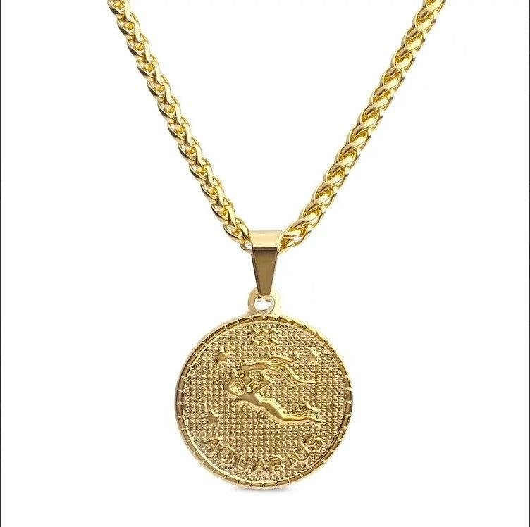 Zodiac Coin Necklace 18K Gold