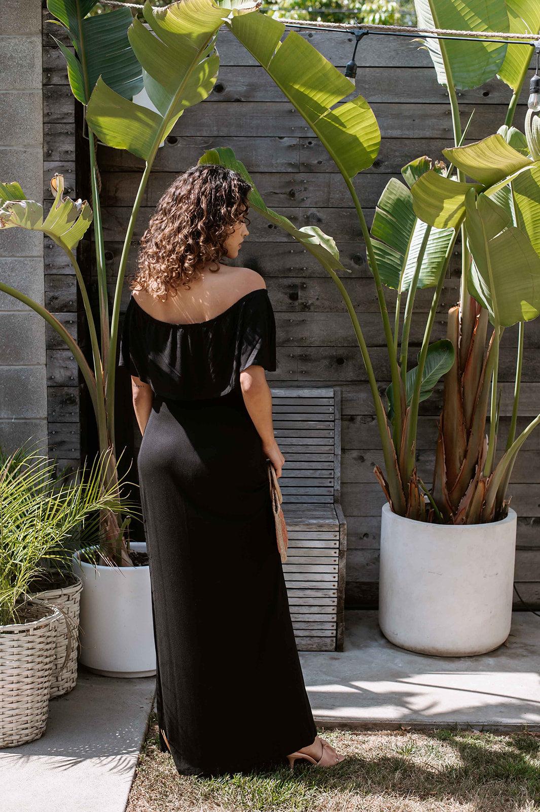 Black Jersey OTS Maxi Dress-FINAL SALE