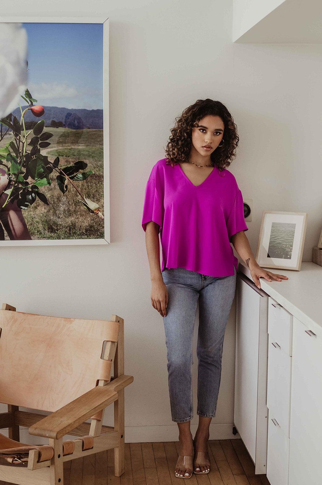 Fuchsia Boxy Blouse- FINAL SALE