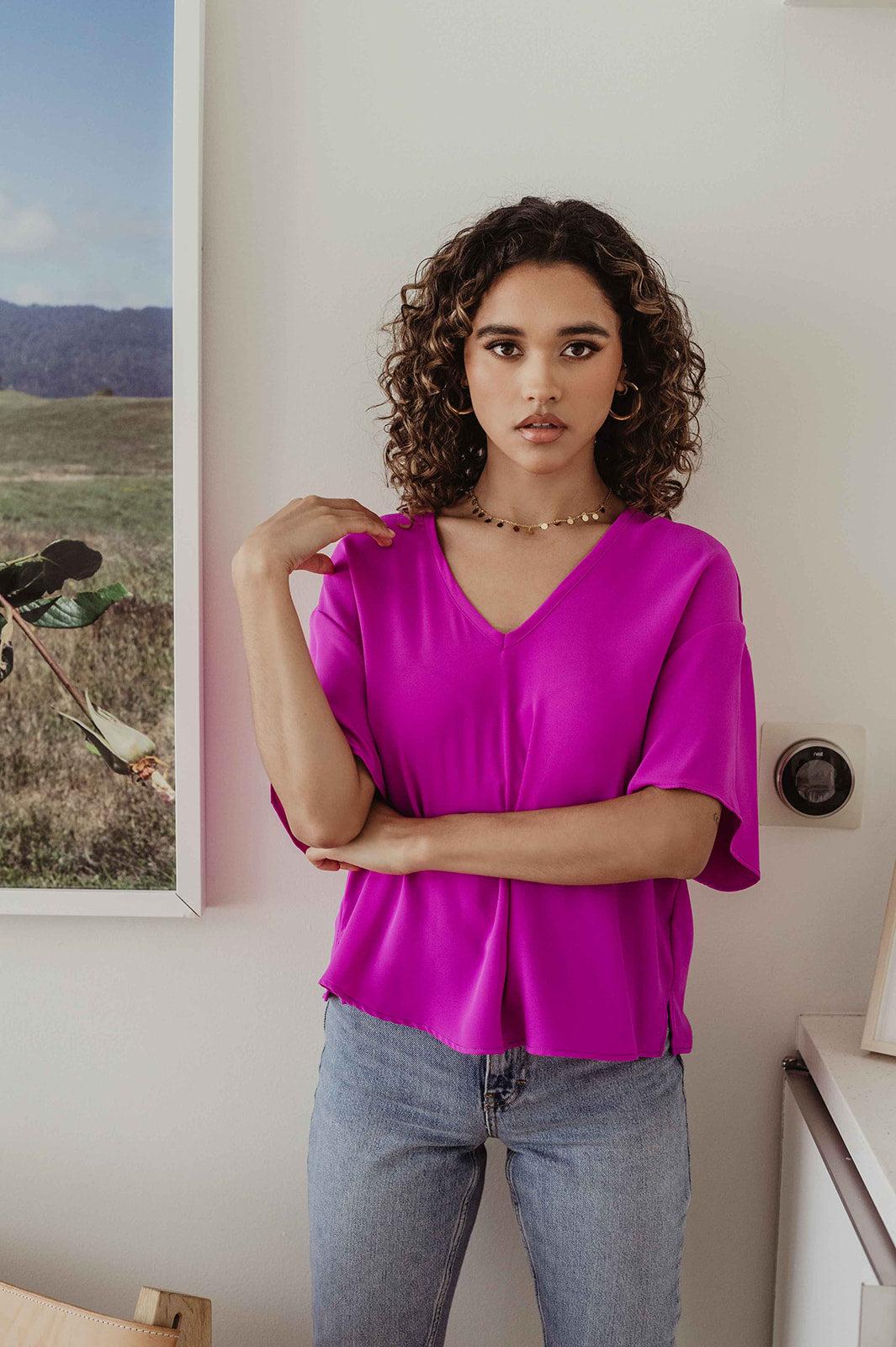 Fuchsia Boxy Blouse- FINAL SALE
