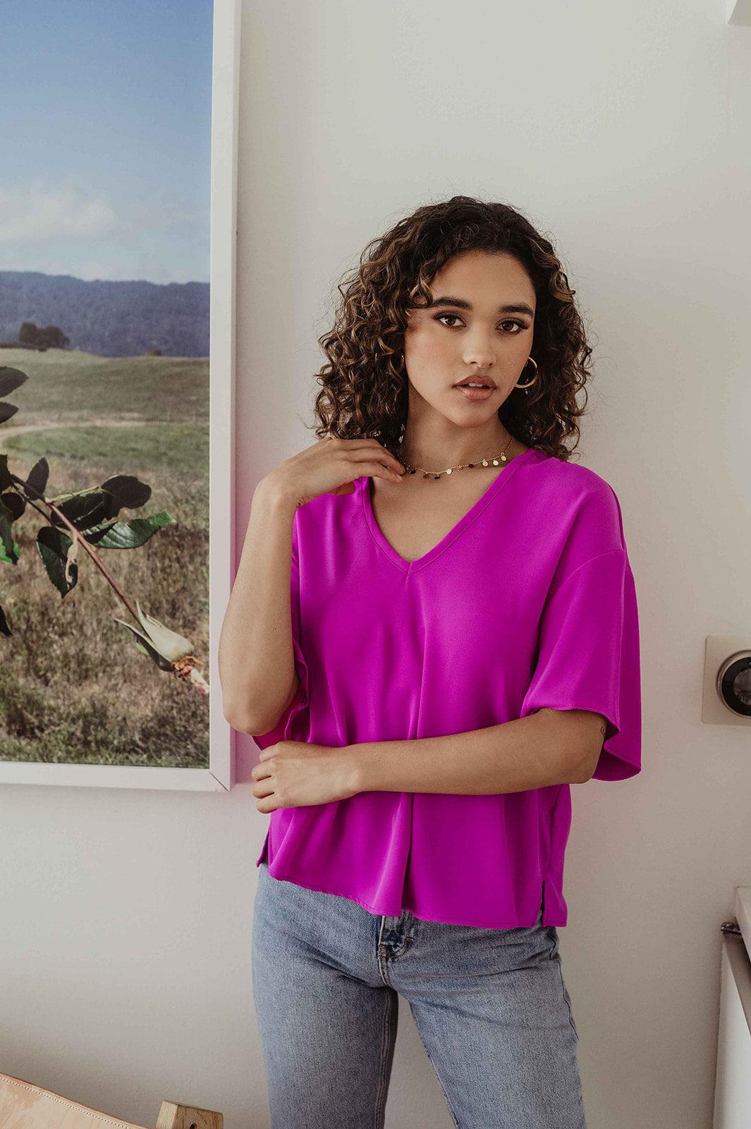 Fuchsia Boxy Blouse- FINAL SALE