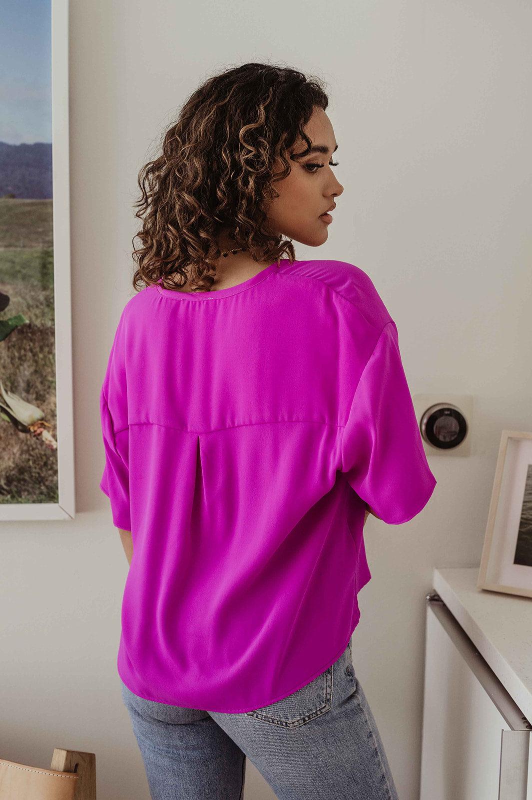 Fuchsia Boxy Blouse- FINAL SALE